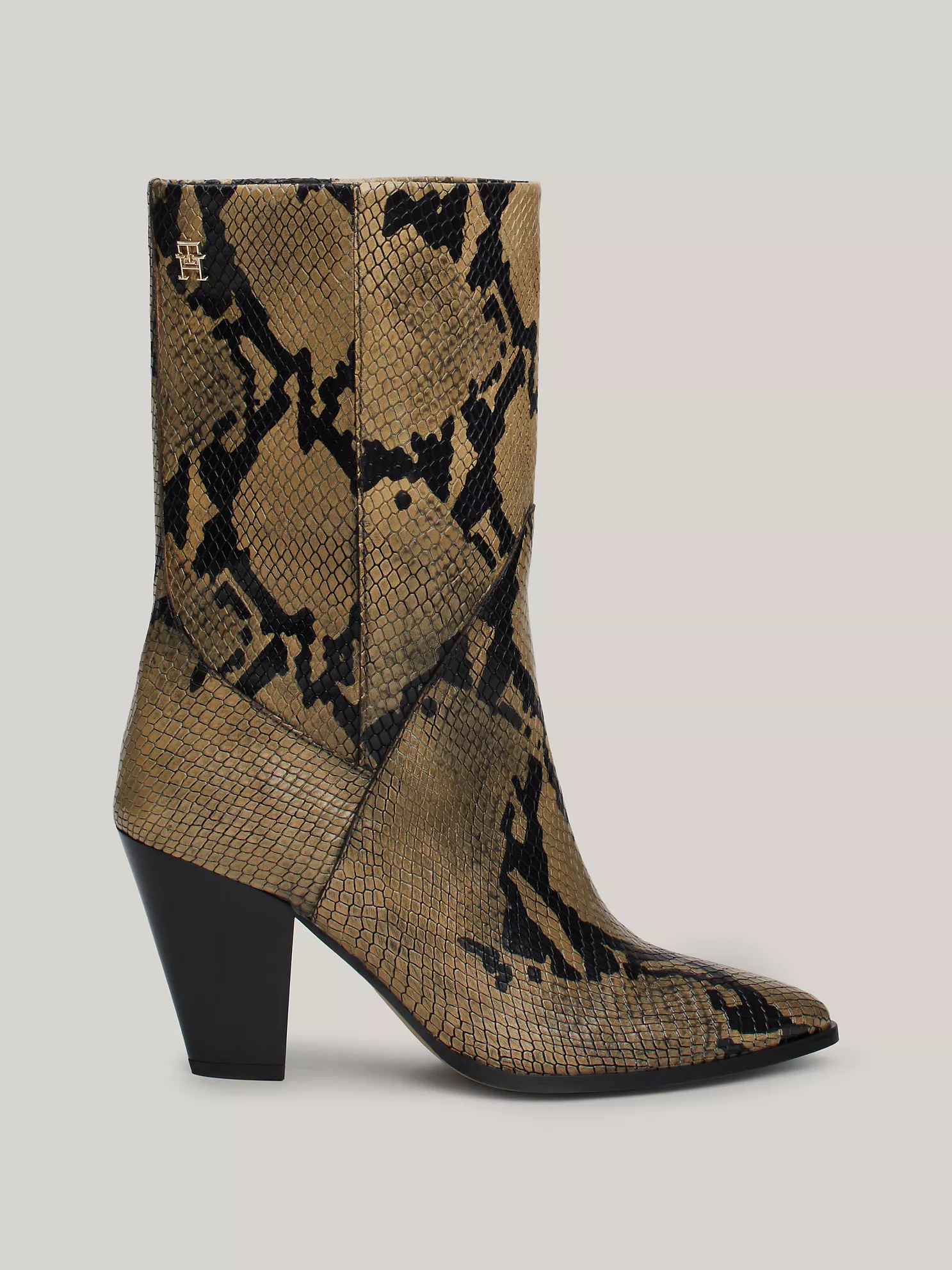 Snake Embossed Leather Heeled Cowboy Boot - Neutral Python 1 Snake Embossed Leather Heeled Cowboy Boot
- Neutral Python