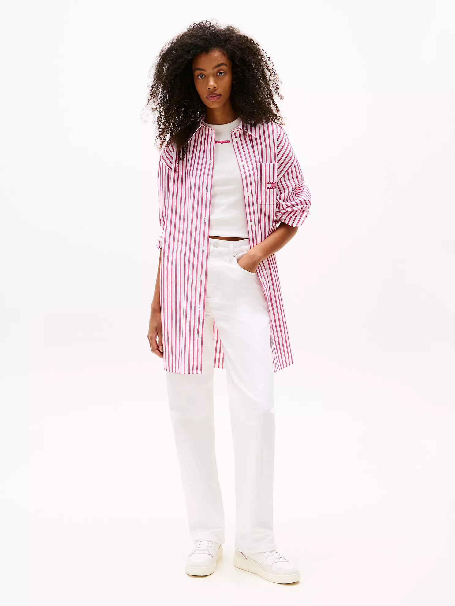 Tommy Jeans Oversized Mini Shirtdress - Ecru / Pink Stripe 1 Tommy Jeans Oversized Mini Shirtdress
- Ecru / Pink Stripe