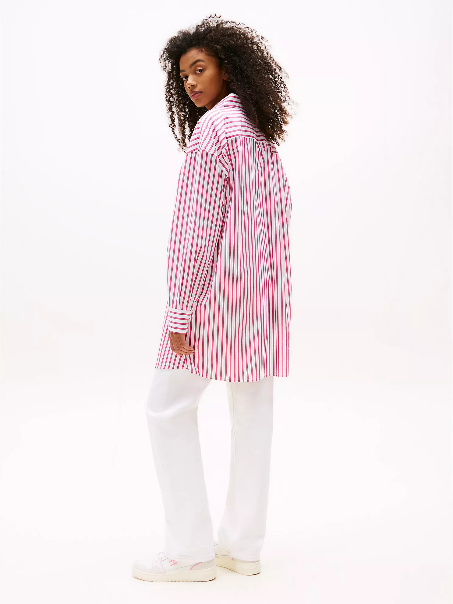 Tommy Jeans Oversized Mini Shirtdress - Ecru / Pink Stripe 9 Tommy Jeans Oversized Mini Shirtdress
- Ecru / Pink Stripe