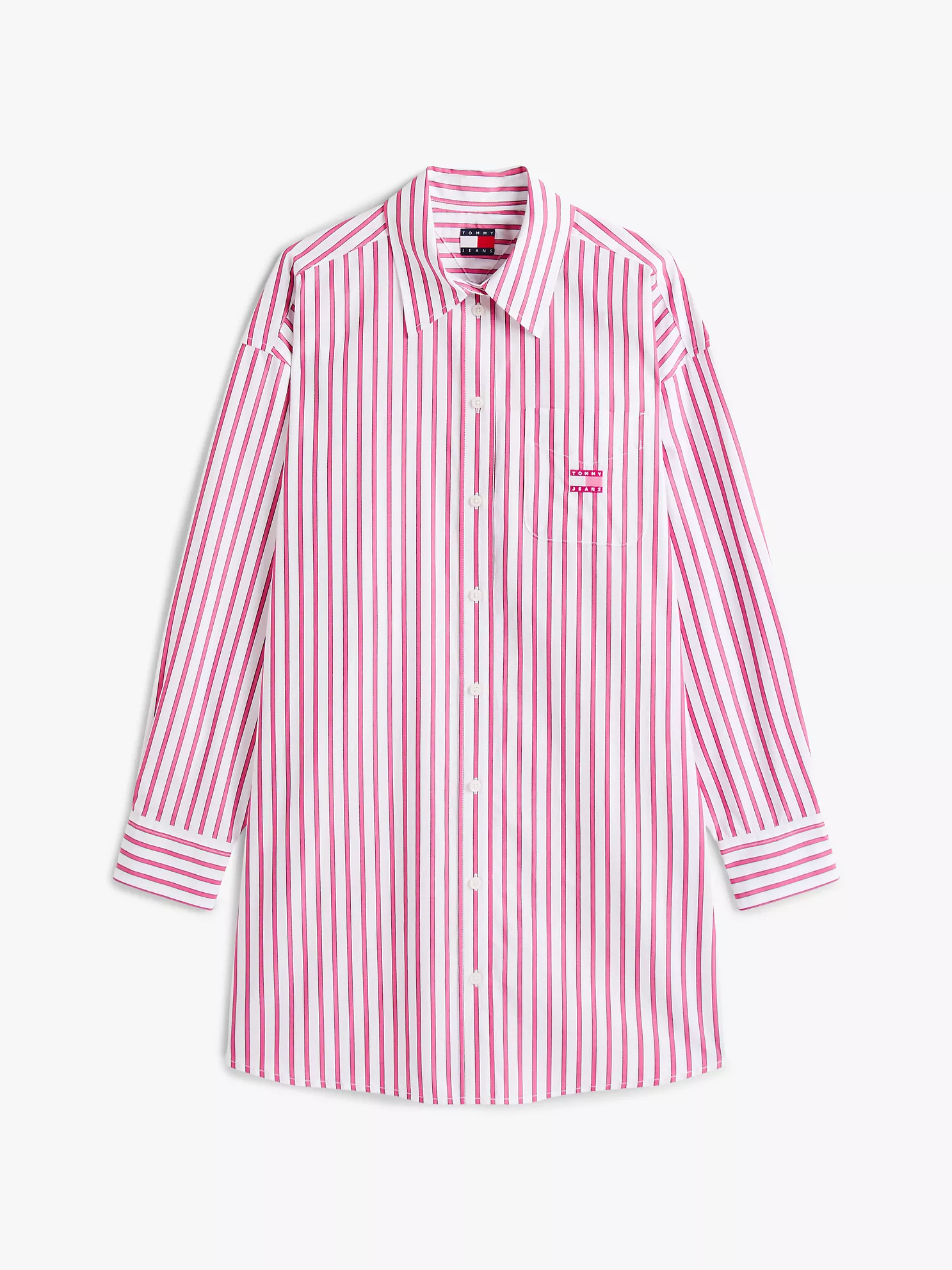 Tommy Jeans Oversized Mini Shirtdress - Ecru / Pink Stripe 10 Tommy Jeans Oversized Mini Shirtdress
- Ecru / Pink Stripe