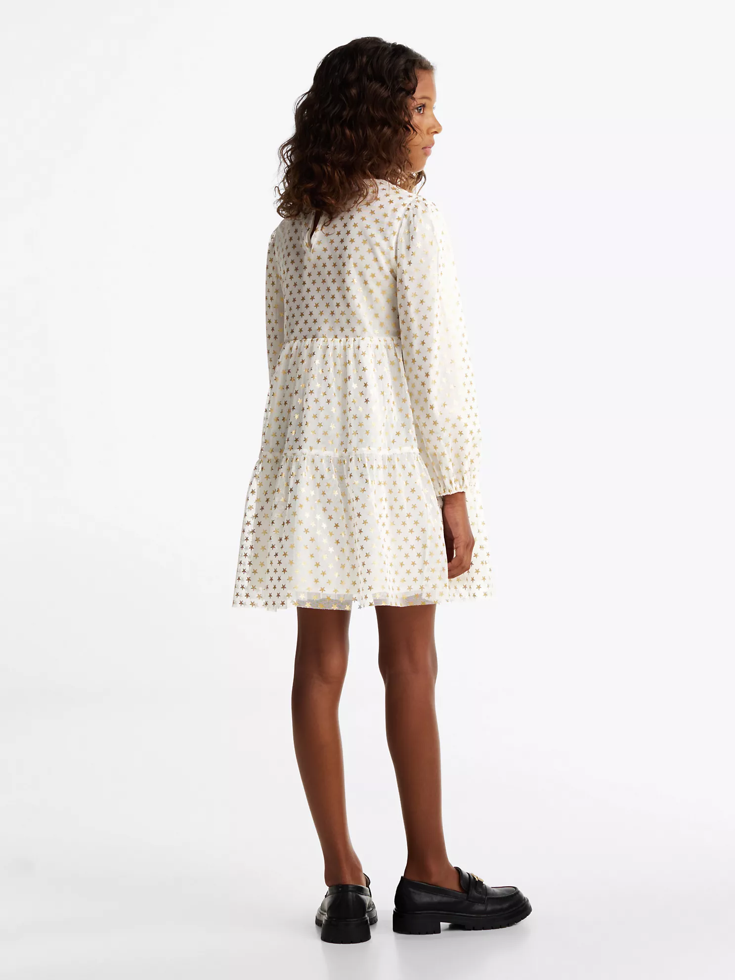 Kids' Long-Sleeve Tiered Foil Star Dress - Ancient White 9 Kids' Long-Sleeve Tiered Foil Star Dress
- Ancient White