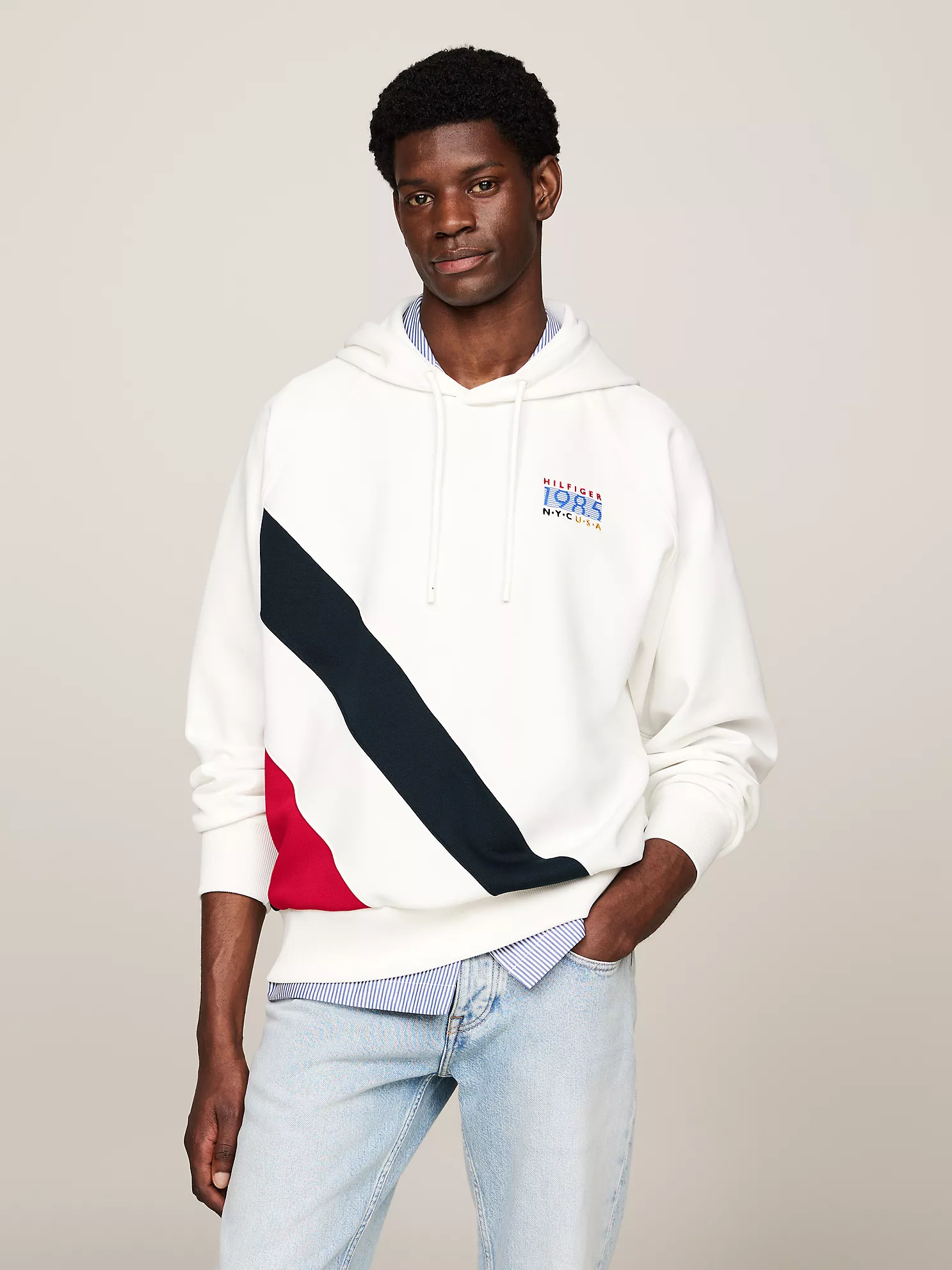 Hilfiger Team Stripe Hoodie - Ecru 1 Hilfiger Team Stripe Hoodie
- Ecru