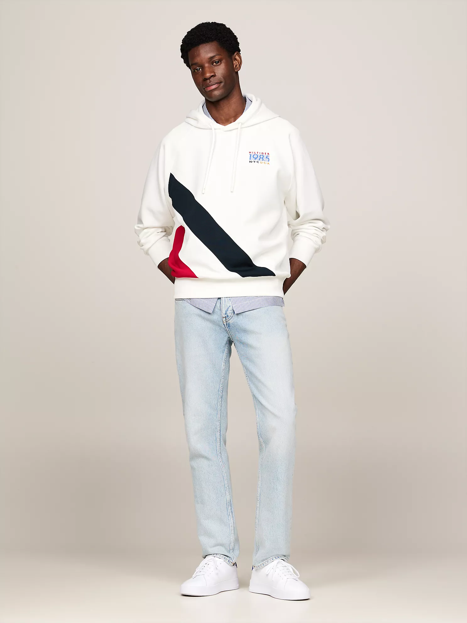Hilfiger Team Stripe Hoodie - Ecru 10 Hilfiger Team Stripe Hoodie
- Ecru
