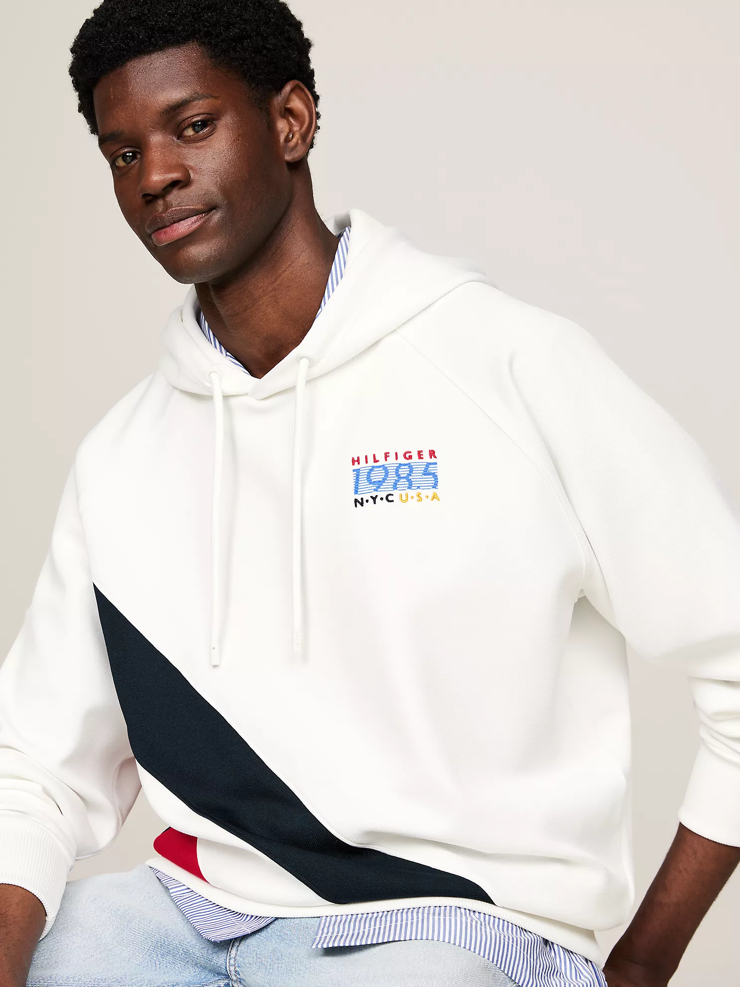 Hilfiger Team Stripe Hoodie - Ecru 11 Hilfiger Team Stripe Hoodie
- Ecru