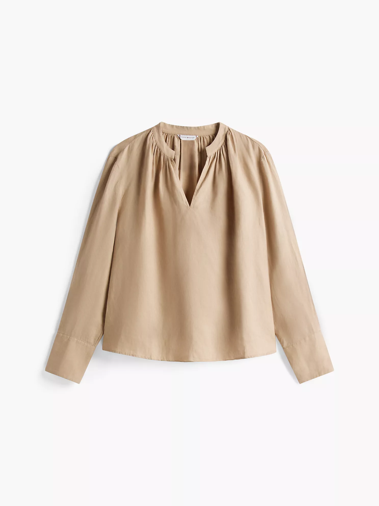 Linen V-Neck Top - Beige 1 Linen V-Neck Top
- Beige