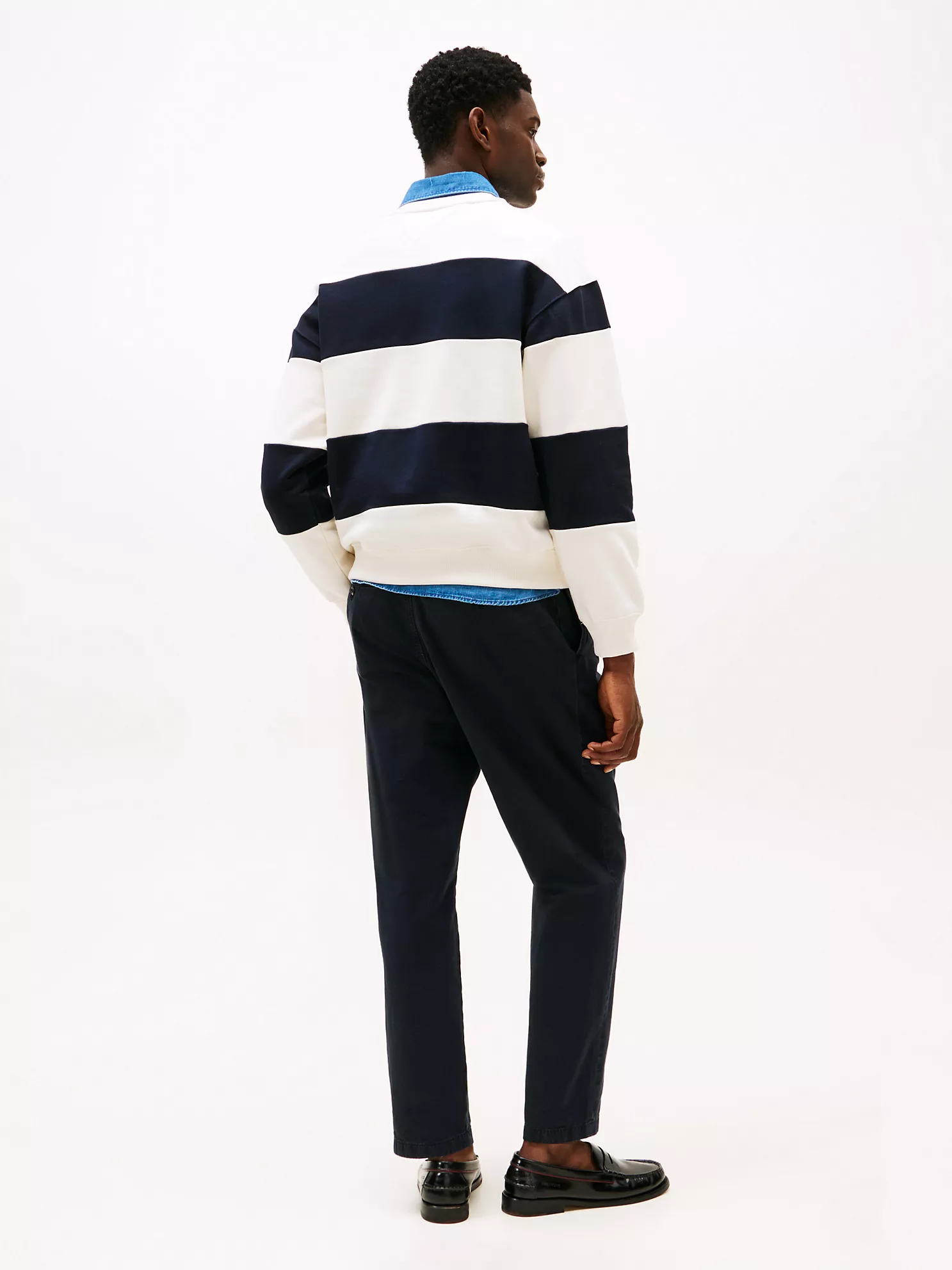 Monotype Logo Block Stripe Sweatshirt - Navy/Ivory Petal Stripe 8 Monotype Logo Block Stripe Sweatshirt
- Navy/Ivory Petal Stripe