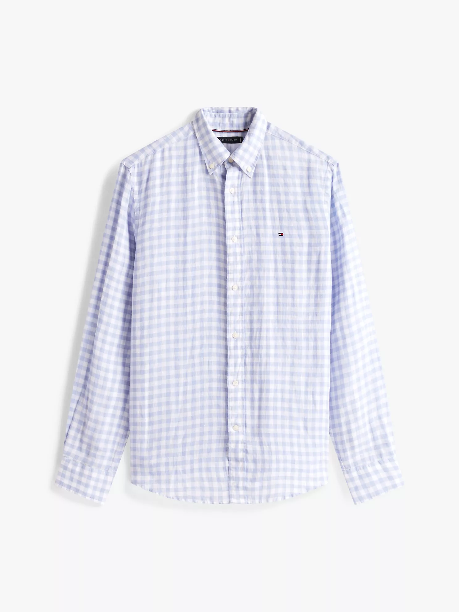 Slim Fit Gingham Print Linen Shirt - Breezy Blue Check 10 Slim Fit Gingham Print Linen Shirt
- Breezy Blue Check