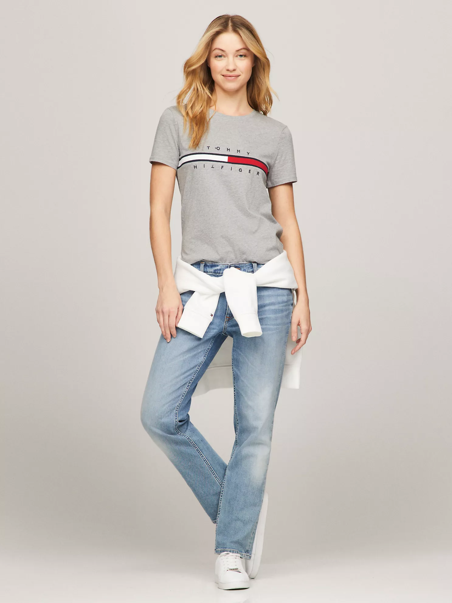 Embroidered Flag Stripe Logo T-Shirt - Grey Heather 1 Embroidered Flag Stripe Logo T-Shirt
- Grey Heather