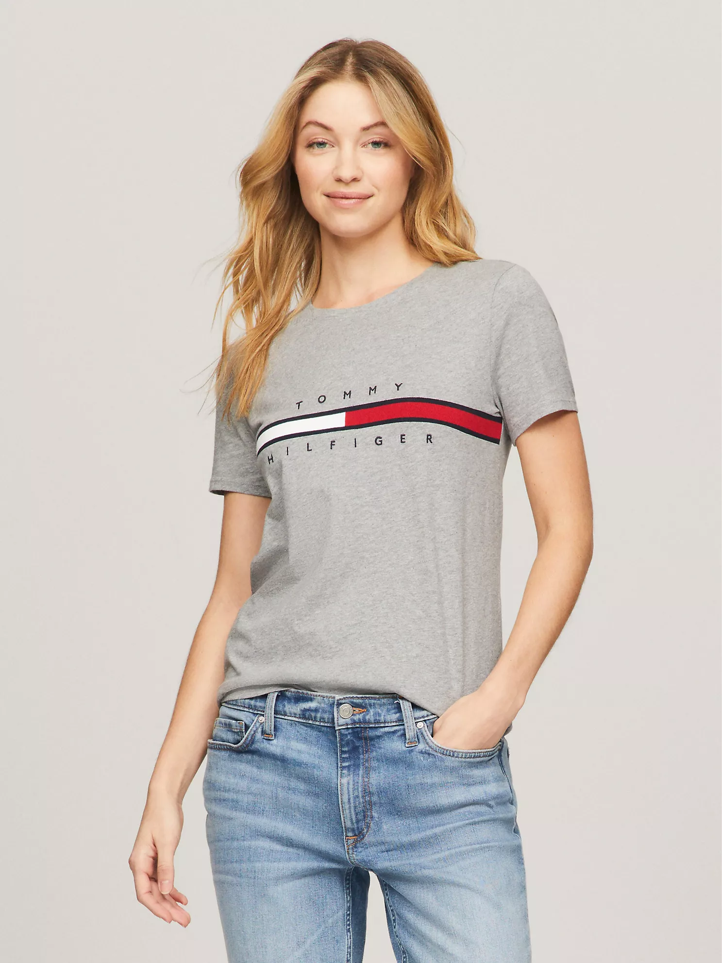 Embroidered Flag Stripe Logo T-Shirt - Grey Heather 6 Embroidered Flag Stripe Logo T-Shirt
- Grey Heather