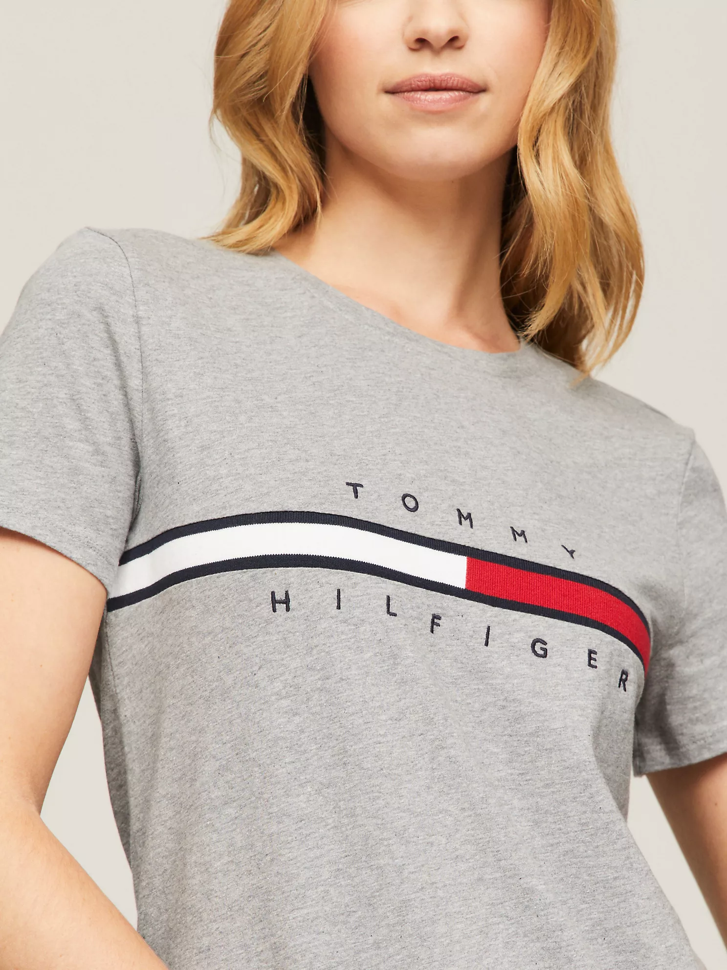 Embroidered Flag Stripe Logo T-Shirt - Grey Heather 7 Embroidered Flag Stripe Logo T-Shirt
- Grey Heather