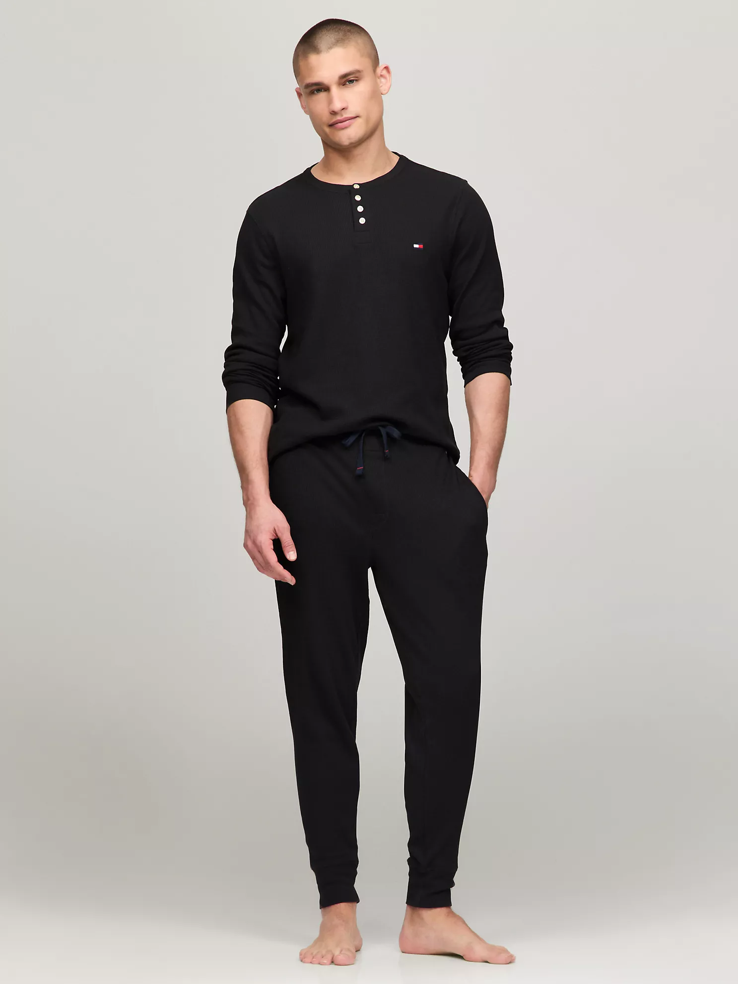 Thermal Sleep Henley - Black 6 Thermal Sleep Henley
- Black