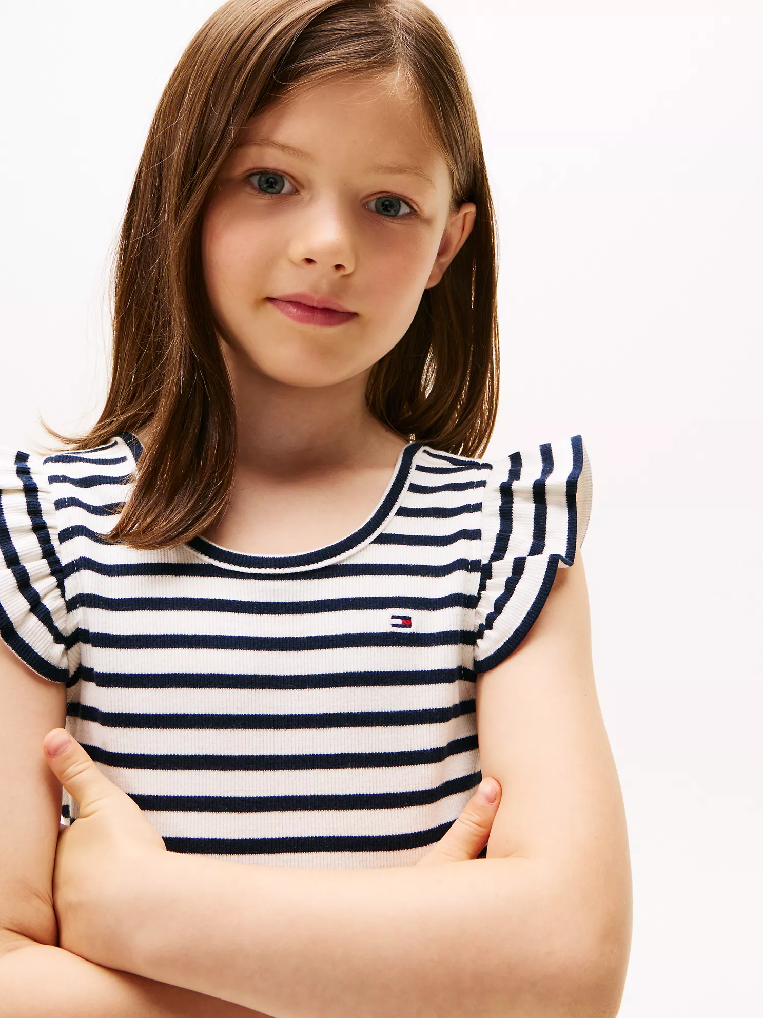 Kids' Flutter Rib-Knit Stripe Dress - Ivory 7 Kids' Flutter Rib-Knit Stripe Dress
- Ivory
