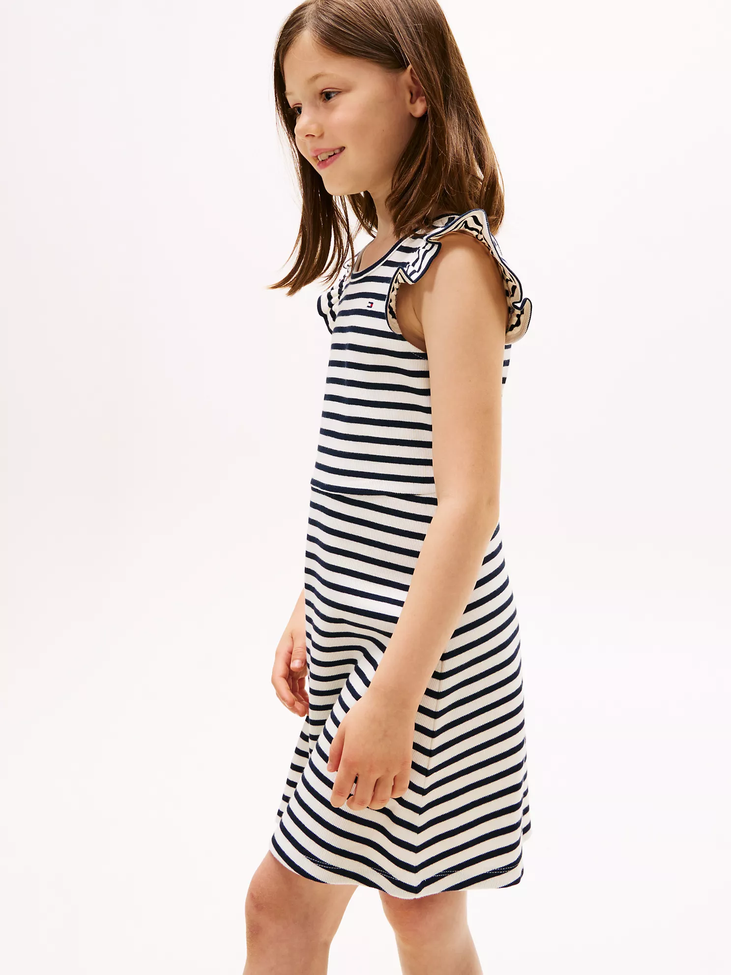 Kids' Flutter Rib-Knit Stripe Dress - Ivory 8 Kids' Flutter Rib-Knit Stripe Dress
- Ivory