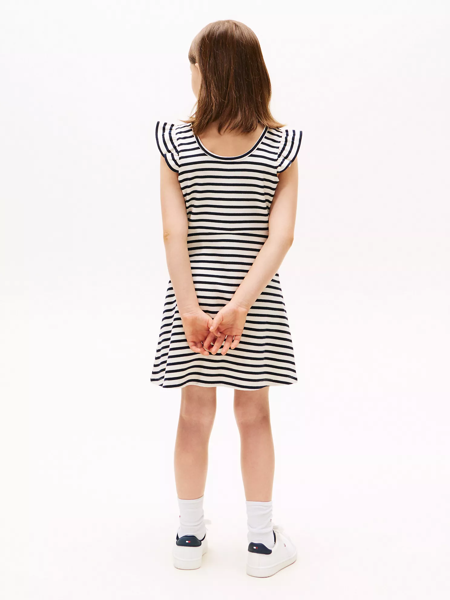 Kids' Flutter Rib-Knit Stripe Dress - Ivory 9 Kids' Flutter Rib-Knit Stripe Dress
- Ivory