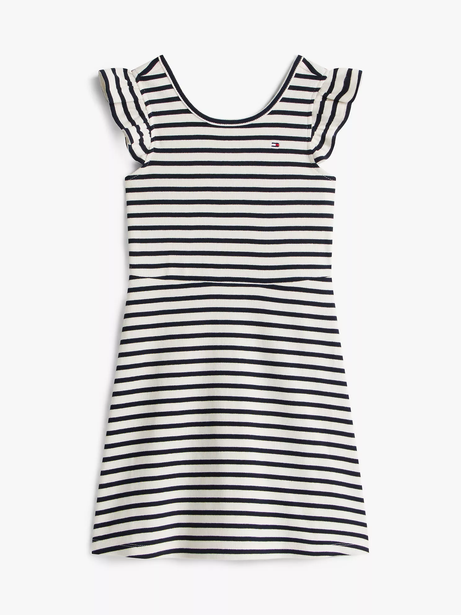 Kids' Flutter Rib-Knit Stripe Dress - Ivory 10 Kids' Flutter Rib-Knit Stripe Dress
- Ivory