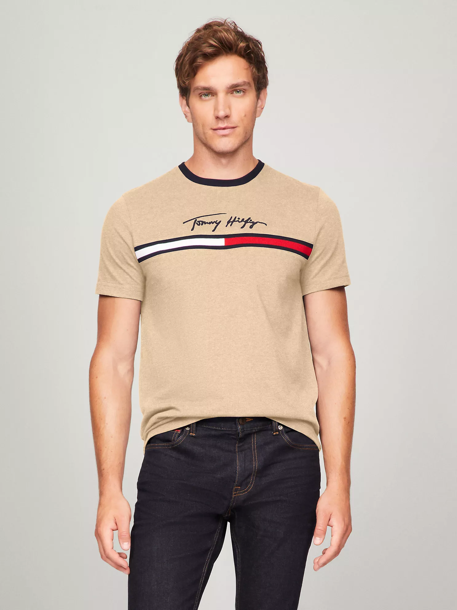 Hilfiger Signature Flag Logo T-Shirt - Beige Heather 1 Hilfiger Signature Flag Logo T-Shirt
- Beige Heather