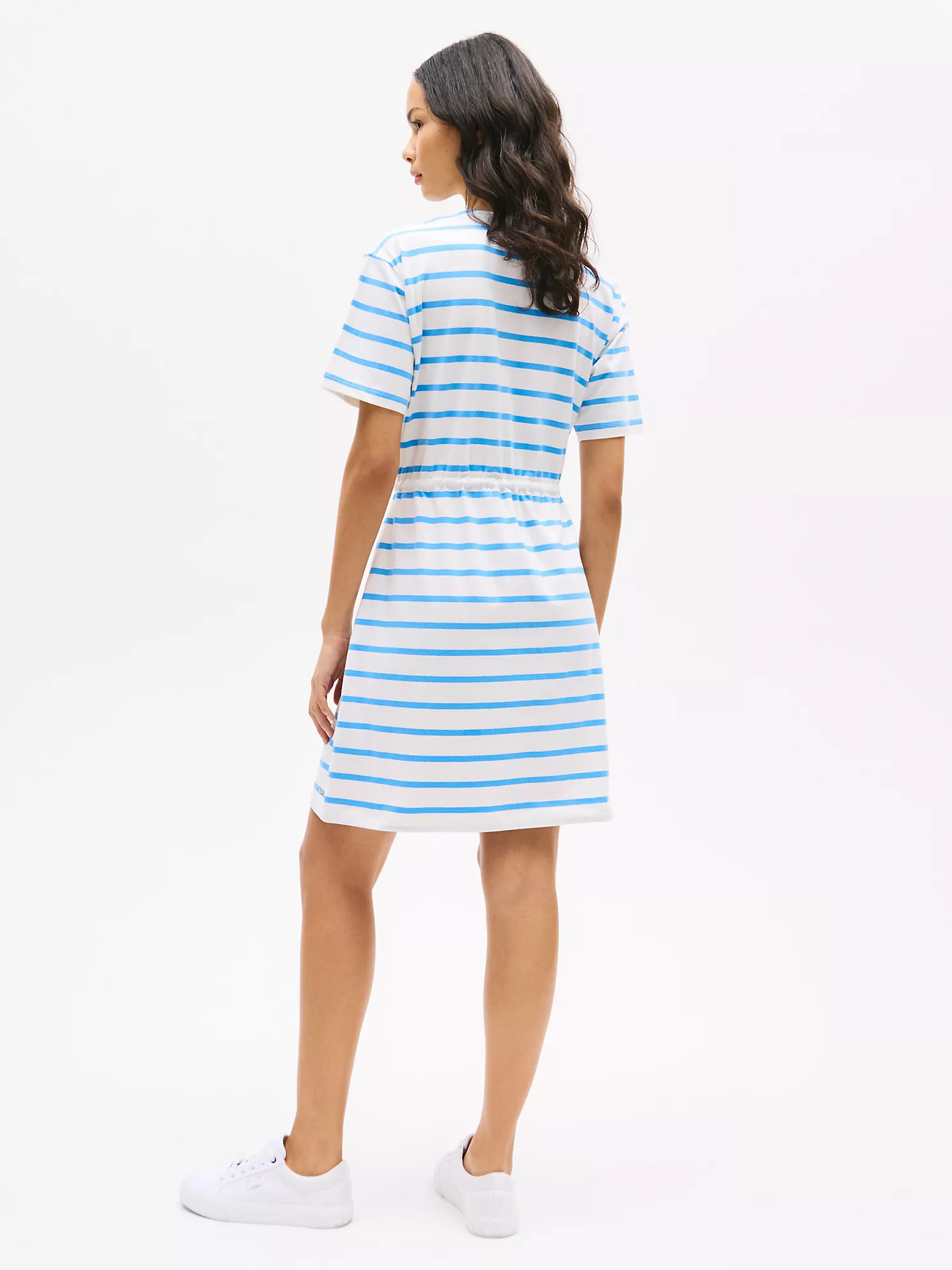 Stripe Belted Gold Button T-Shirt Dress - Optic White / Copenhagen Blue Stripe 8 Stripe Belted Gold Button T-Shirt Dress
- Optic White / Copenhagen Blue Stripe