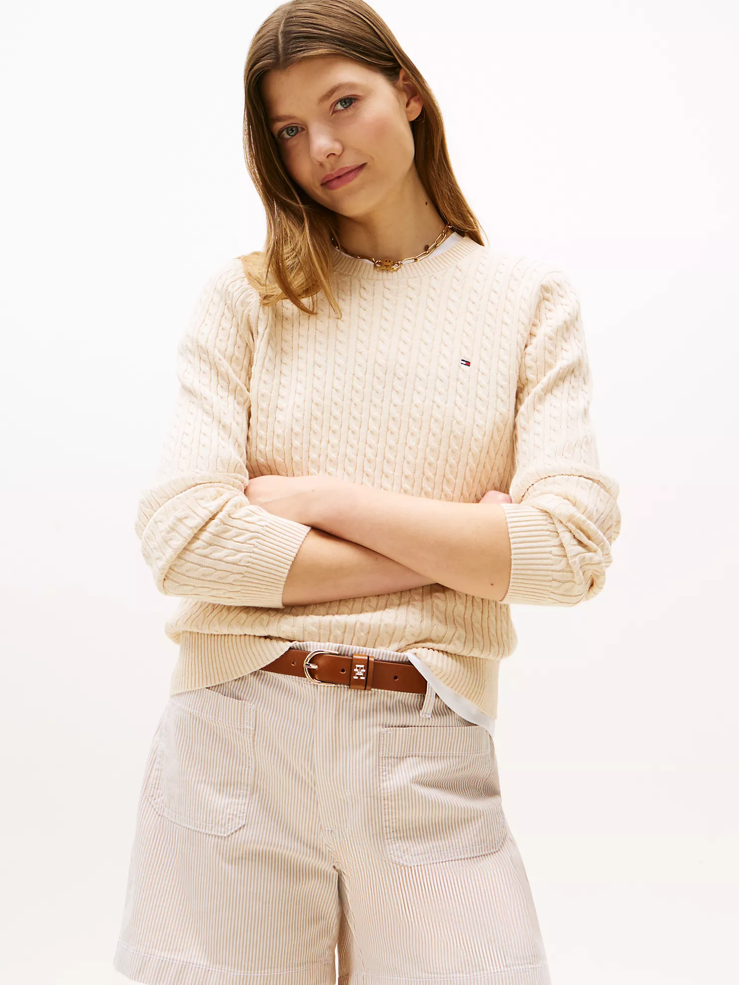 Cable Knit Sweater - Beige Heather 1 Cable Knit Sweater
- Beige Heather