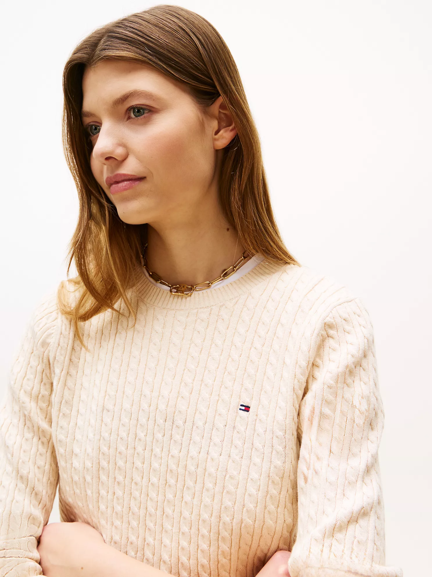 Cable Knit Sweater - Beige Heather 7 Cable Knit Sweater
- Beige Heather
