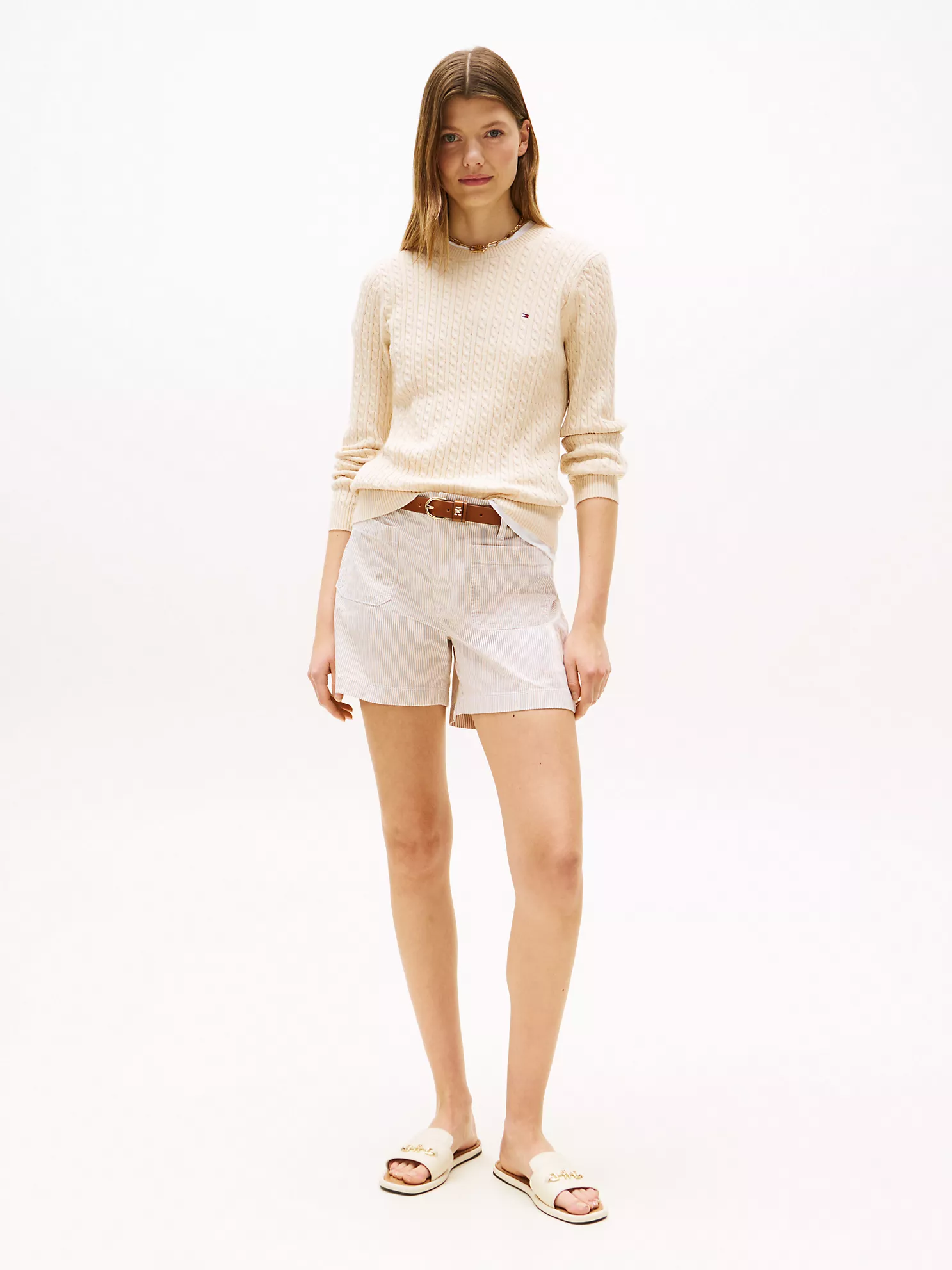 Cable Knit Sweater - Beige Heather 8 Cable Knit Sweater
- Beige Heather