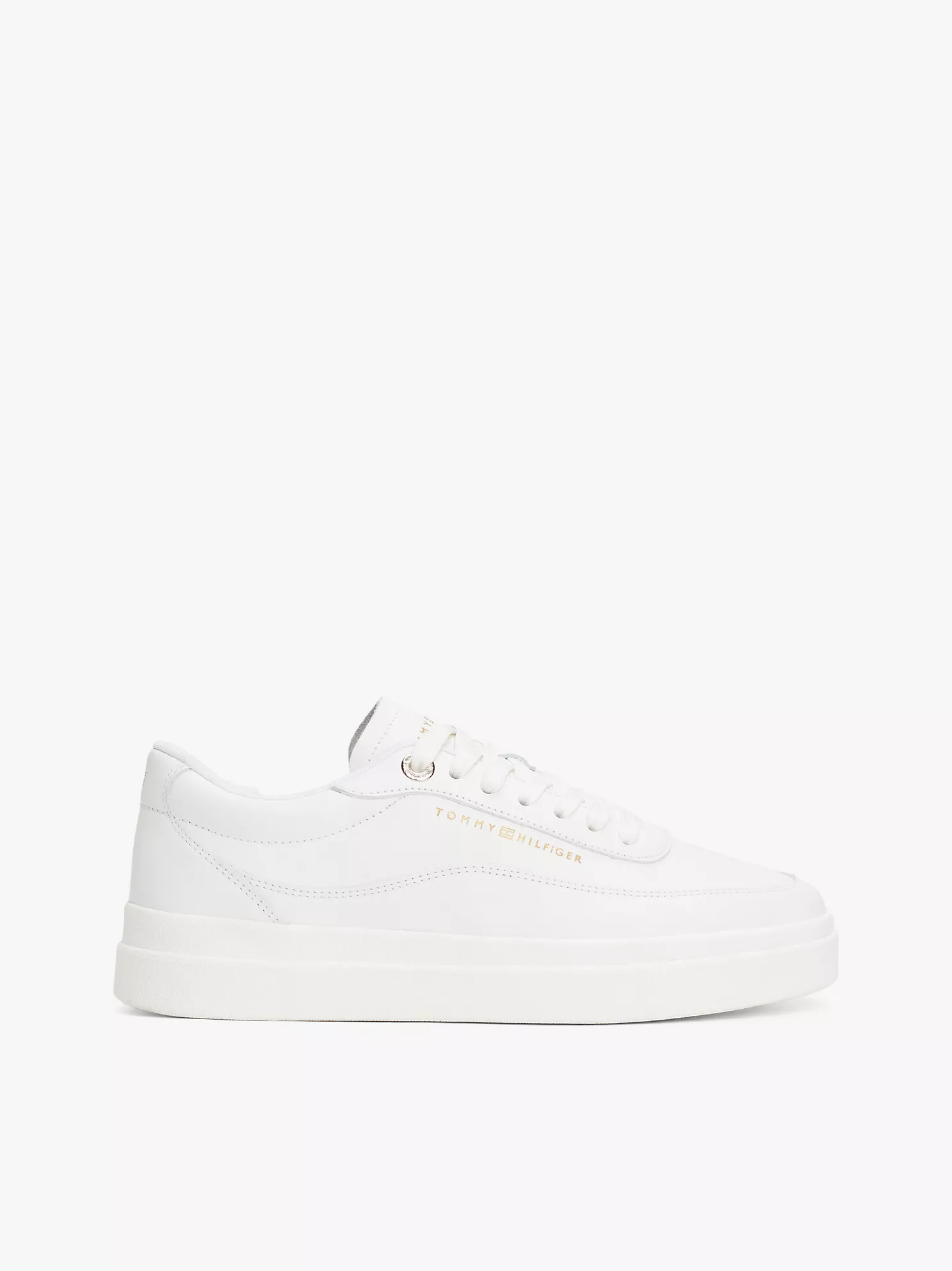 Leather Platform Court Sneaker - White 1 Leather Platform Court Sneaker
- White