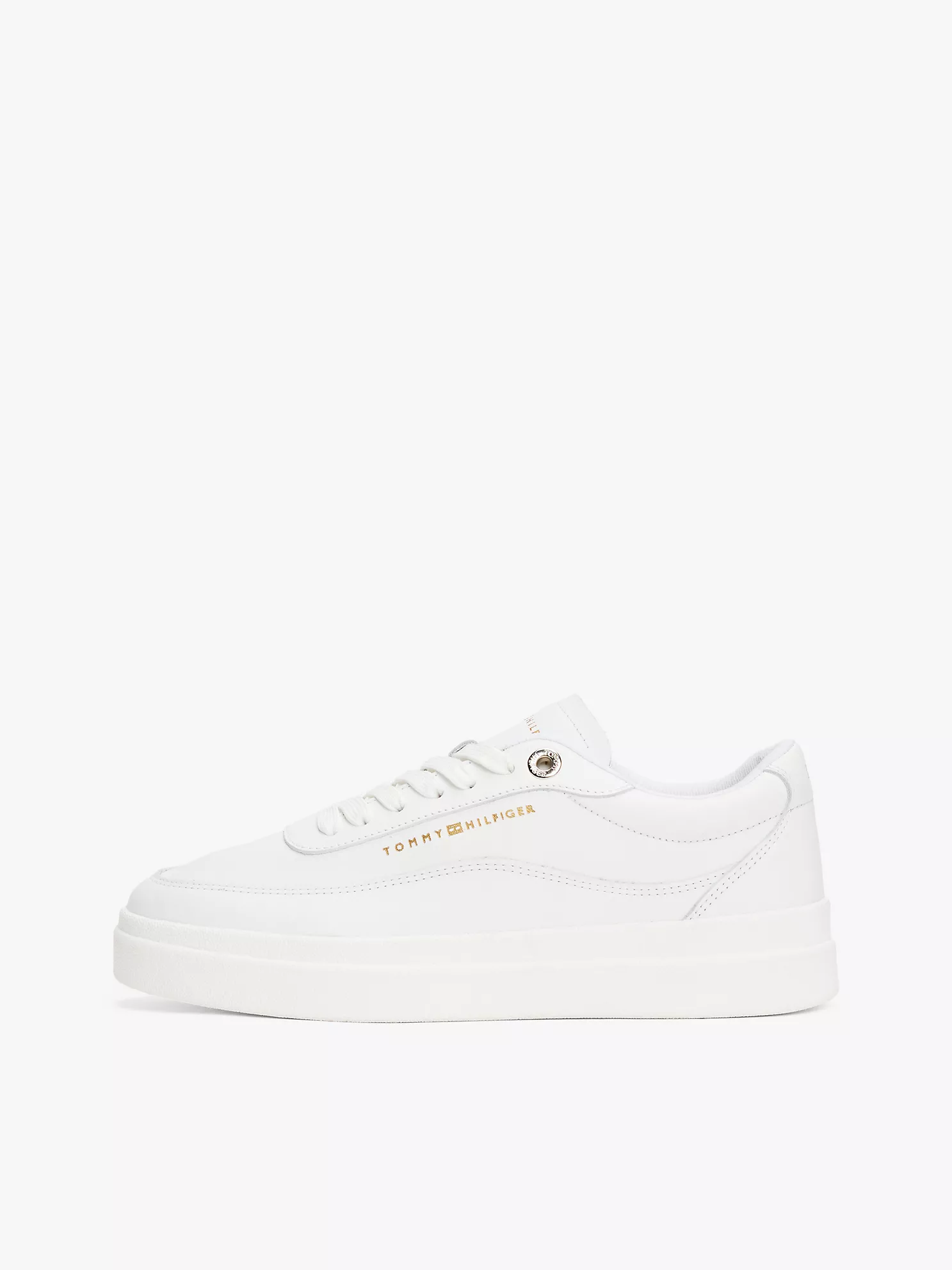 Leather Platform Court Sneaker - White 14 Leather Platform Court Sneaker
- White
