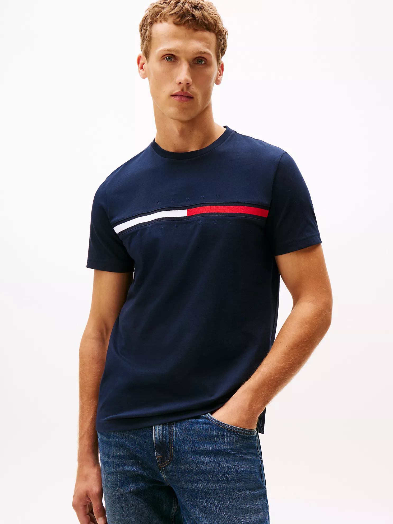 Embroidered Flag Logo T-Shirt - Navy 1 Embroidered Flag Logo T-Shirt
- Navy