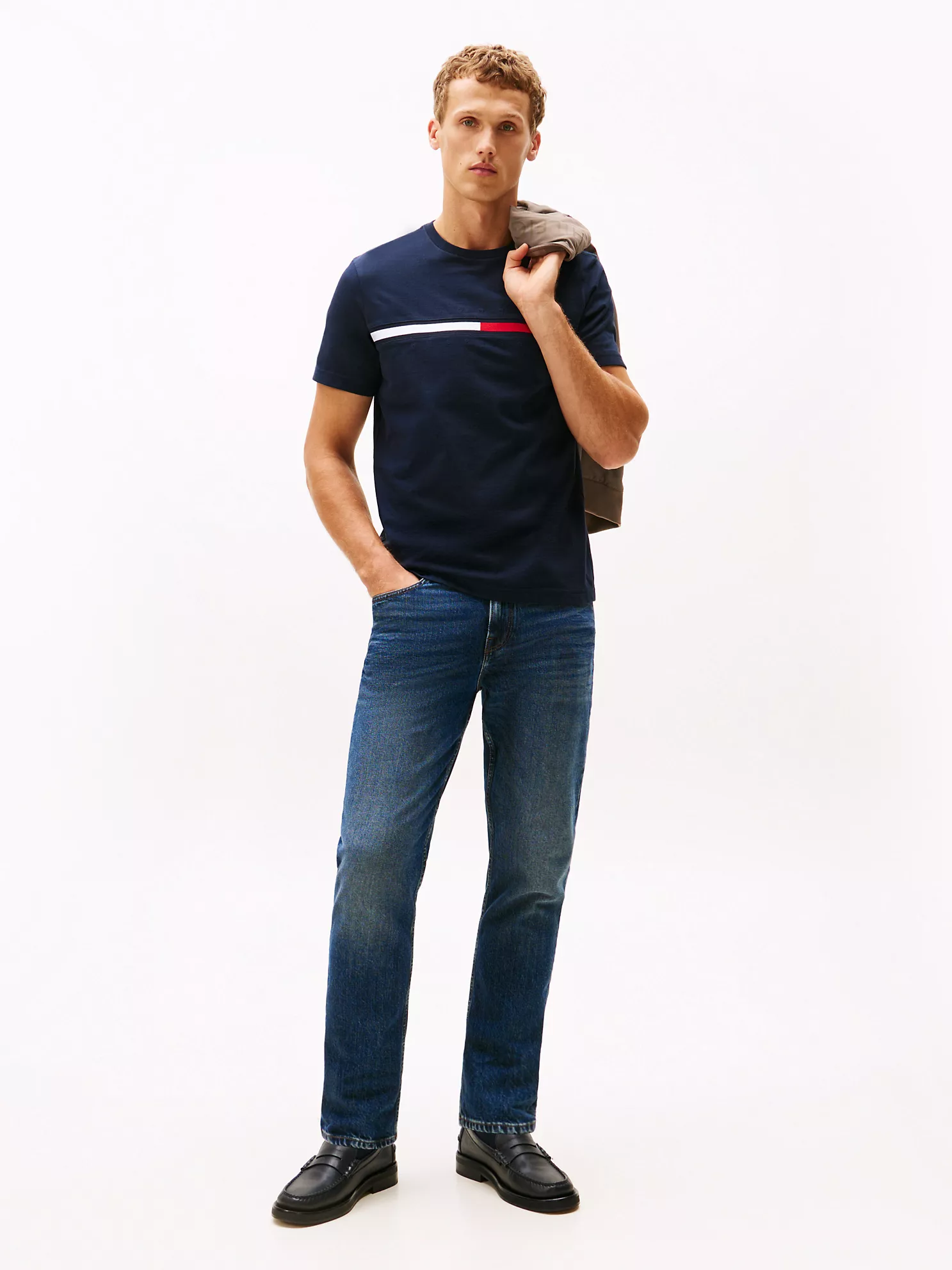Embroidered Flag Logo T-Shirt - Navy 8 Embroidered Flag Logo T-Shirt
- Navy