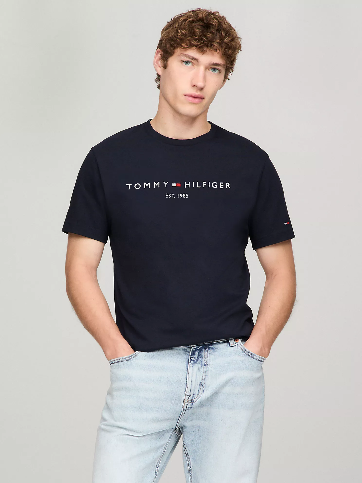 Embroidered Tommy Logo Slim Fit T-Shirt - Navy 1 Embroidered Tommy Logo Slim Fit T-Shirt
- Navy