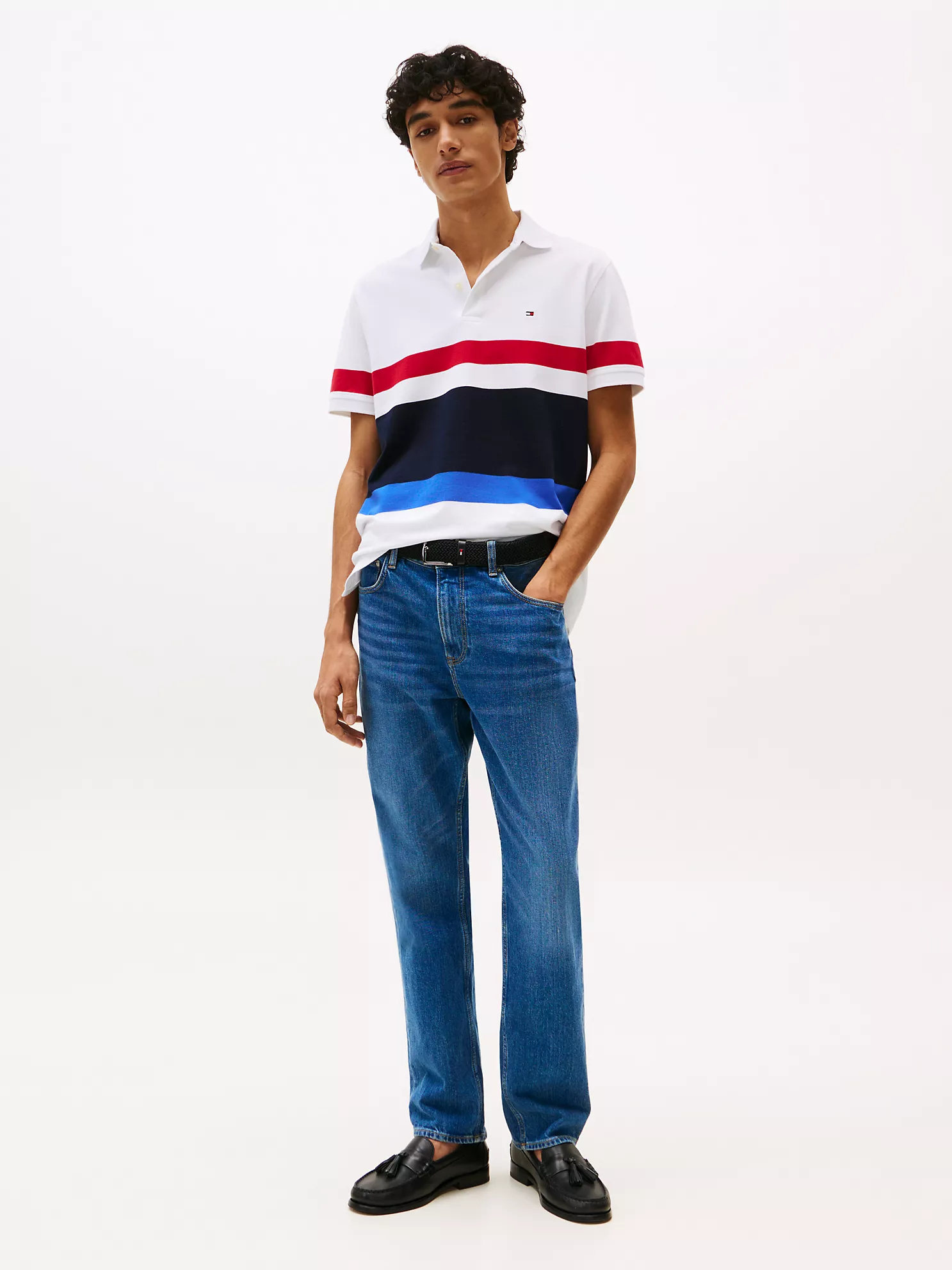 Regular Fit Block Stripe Polo - Optic White Colorblock 8 Regular Fit Block Stripe Polo
- Optic White Colorblock