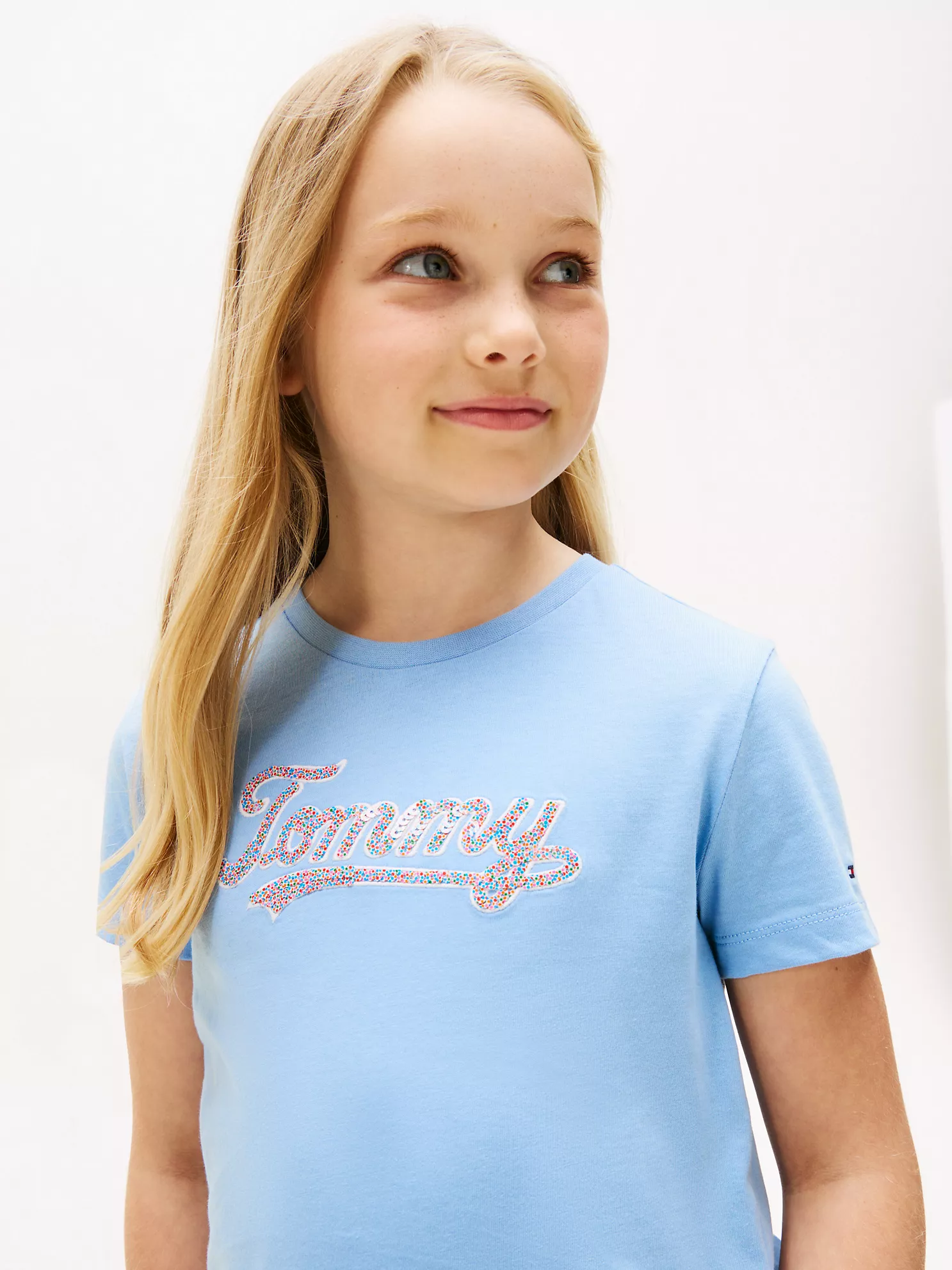Kids' Script Sequin Logo T-shirt - Cloudy Blue 7 Kids' Script Sequin Logo T-shirt
- Cloudy Blue