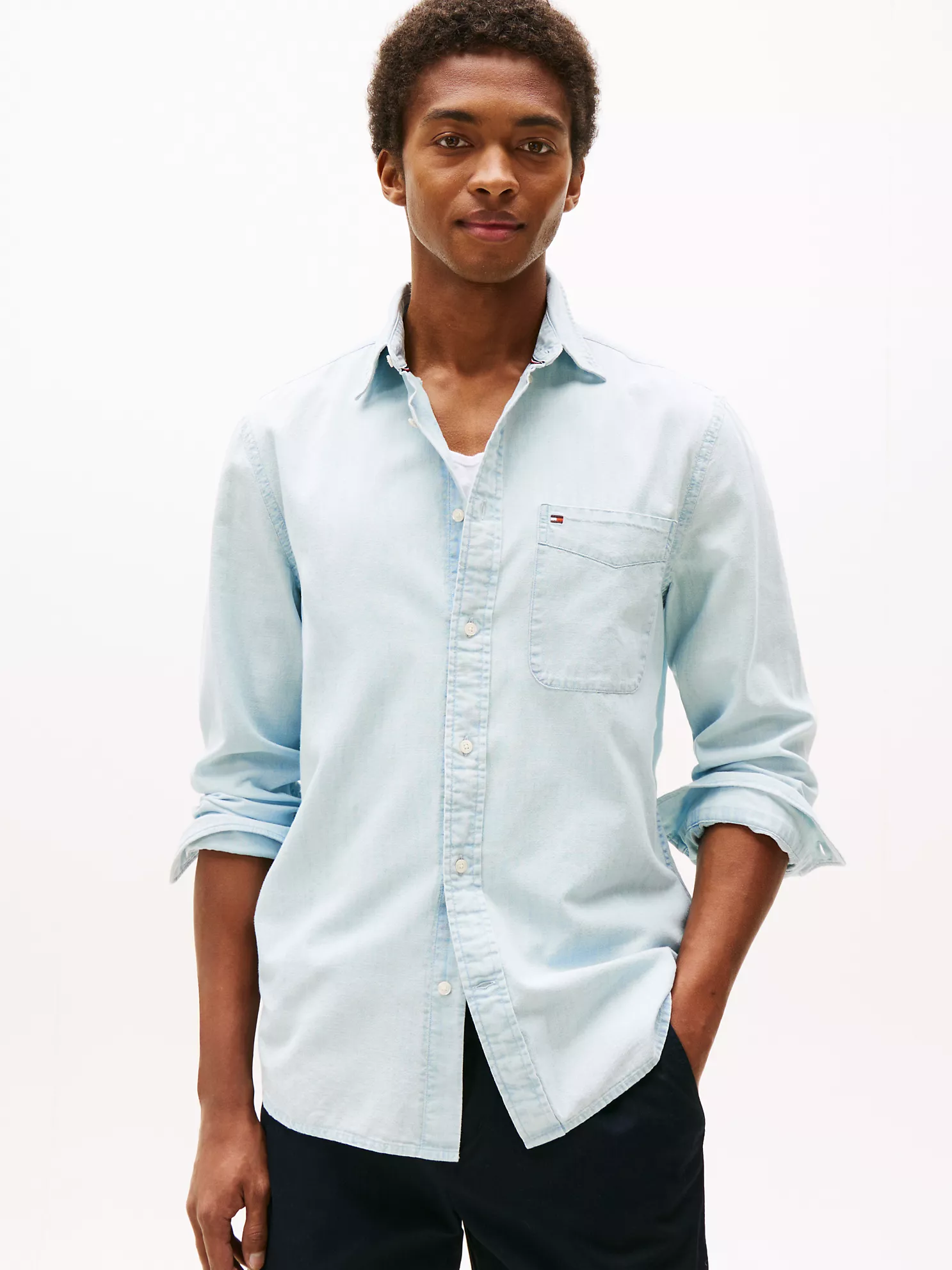 Regular Fit Chambray Pocket Shirt - Light Blue Chambray 1 Regular Fit Chambray Pocket Shirt
- Light Blue Chambray