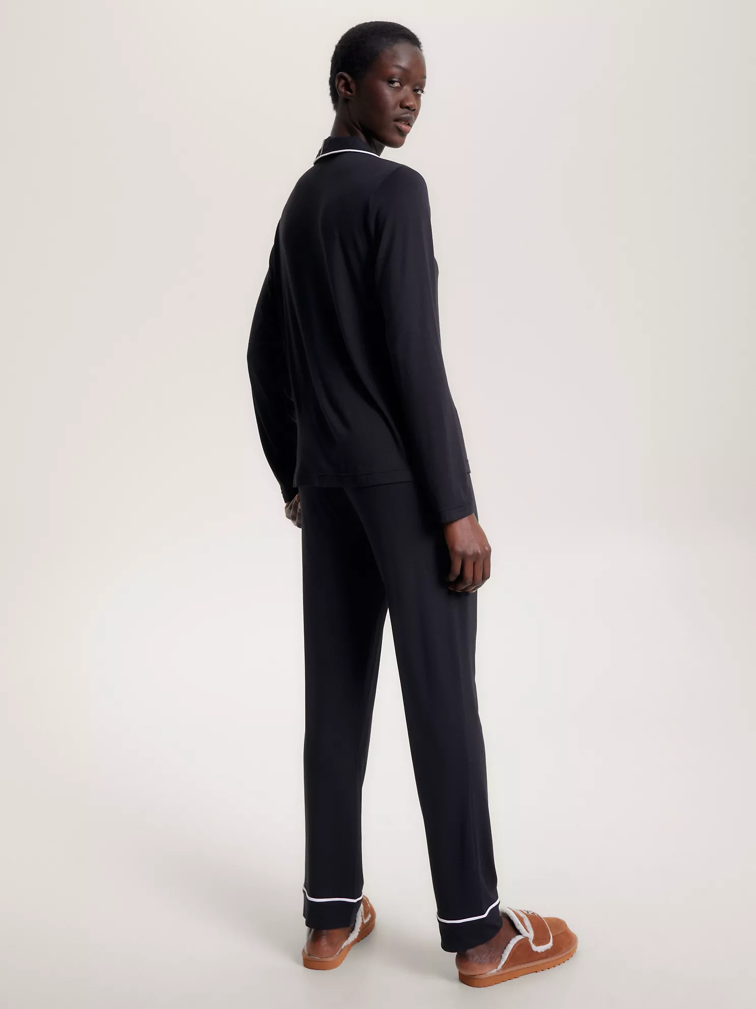 Piped Trim Pajama Shirt - Black 7 Piped Trim Pajama Shirt
- Black