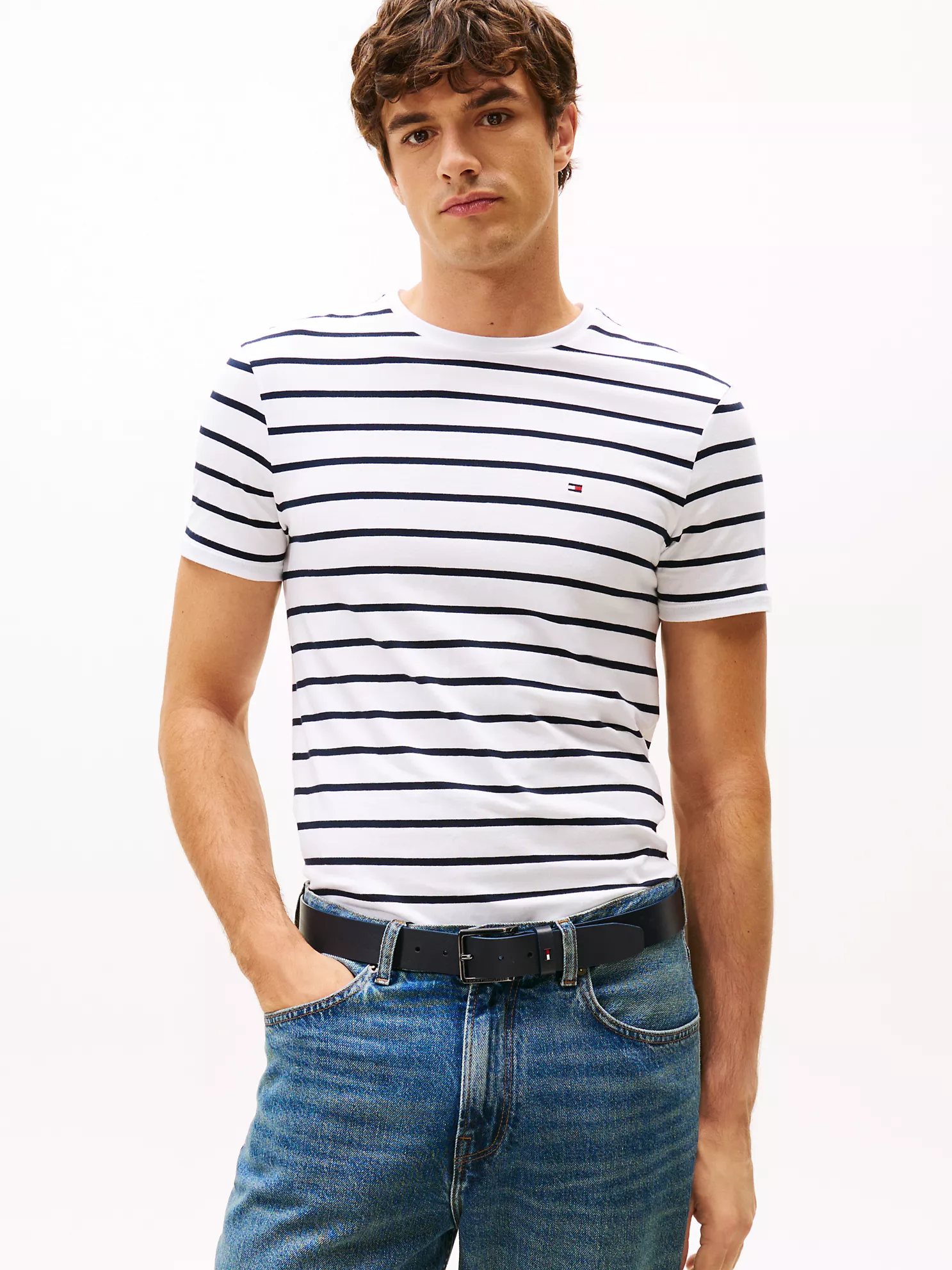 Stripe Stretch-Cotton Extra Slim T-Shirt - Optic White Stripe 1 Stripe Stretch-Cotton Extra Slim T-Shirt
- Optic White Stripe