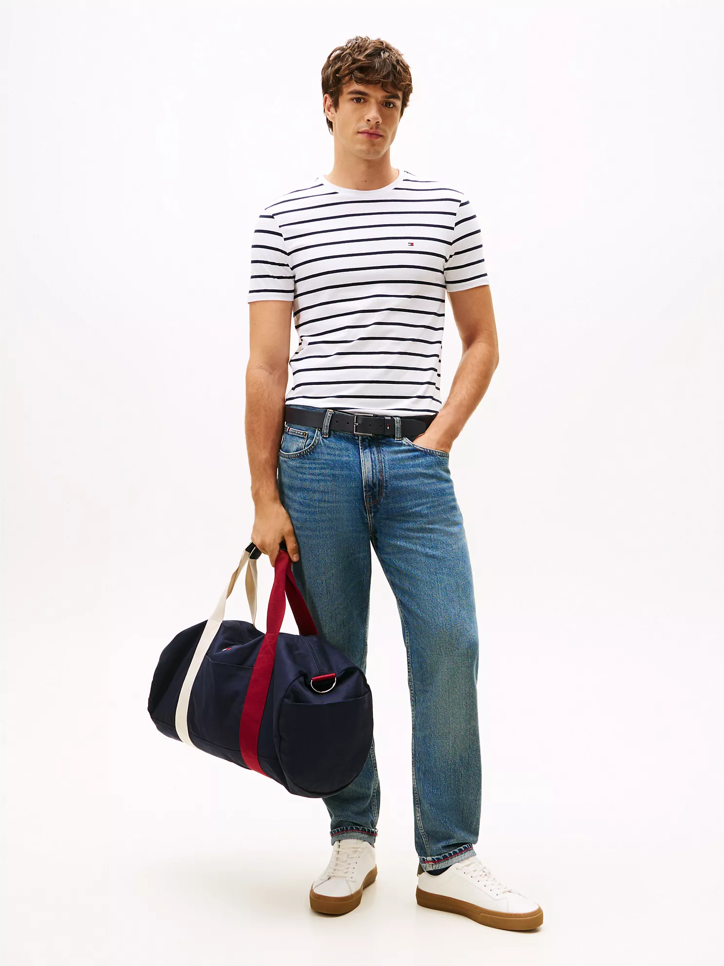 Stripe Stretch-Cotton Extra Slim T-Shirt - Optic White Stripe 8 Stripe Stretch-Cotton Extra Slim T-Shirt
- Optic White Stripe