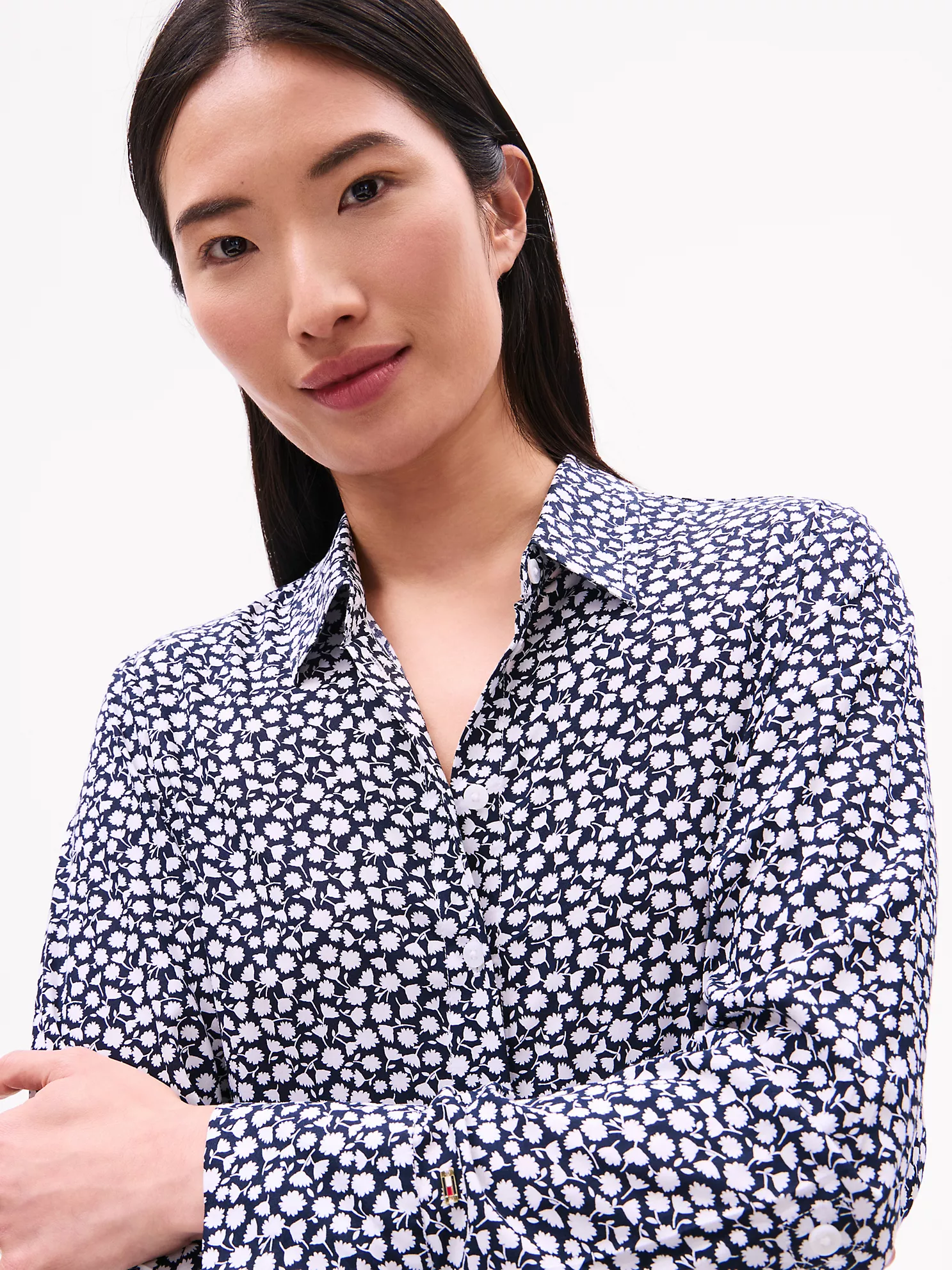 Floral Print Shirtdress - Navy Multi 1 Floral Print Shirtdress
- Navy Multi