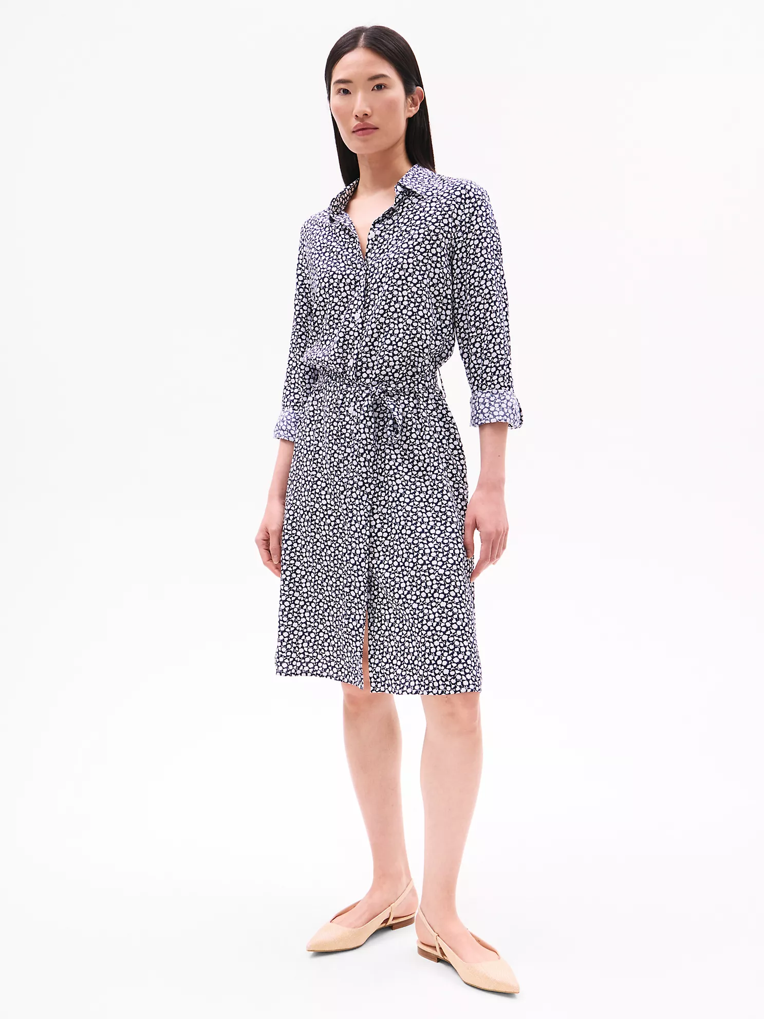 Floral Print Shirtdress - Navy Multi 6 Floral Print Shirtdress
- Navy Multi
