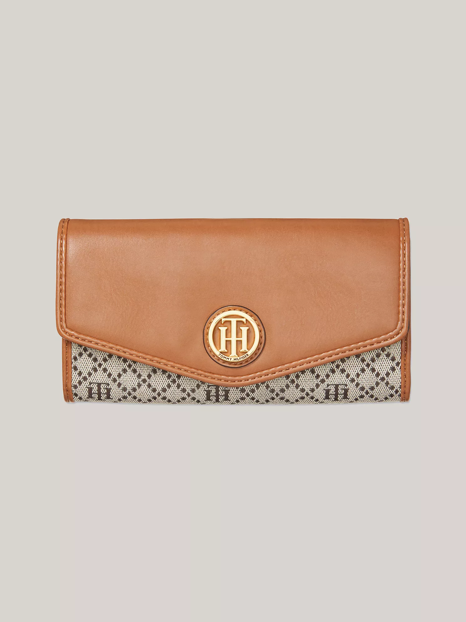 Gold-Tone Monogram Flap Wallet - Tan Dark Chocolate 1 Gold-Tone Monogram Flap Wallet
- Tan Dark Chocolate