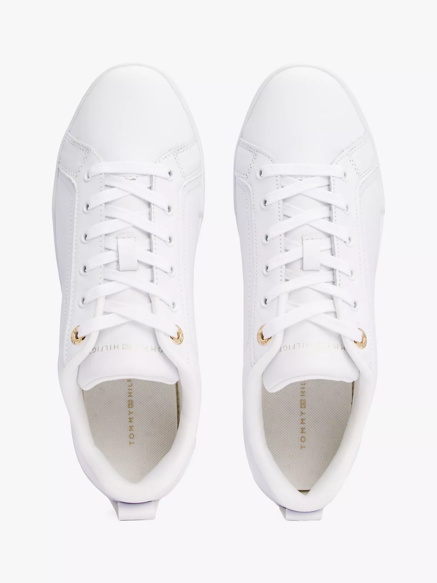 Hilfiger Logo Leather Sneaker - White 10 Hilfiger Logo Leather Sneaker
- White