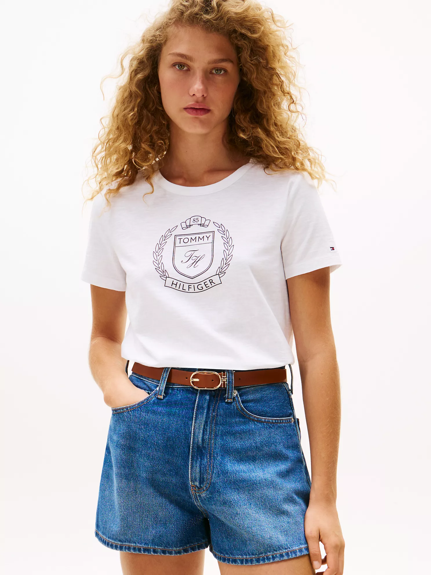 Laurel Crest Logo Slub Cotton T-Shirt - Optic White 1 Laurel Crest Logo Slub Cotton T-Shirt
- Optic White