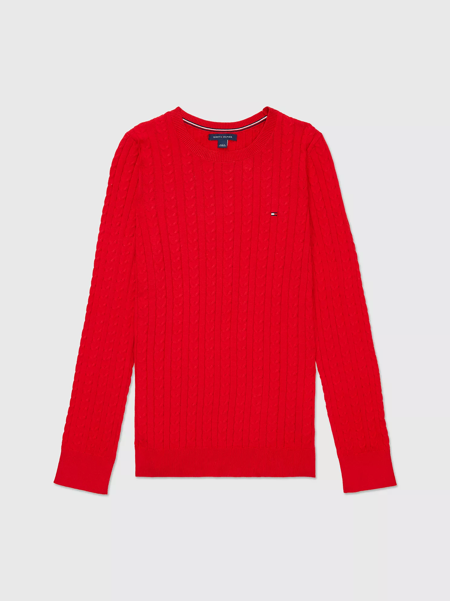 Cotton Cable Knit Sweater - Primary Red 1 Cotton Cable Knit Sweater
- Primary Red