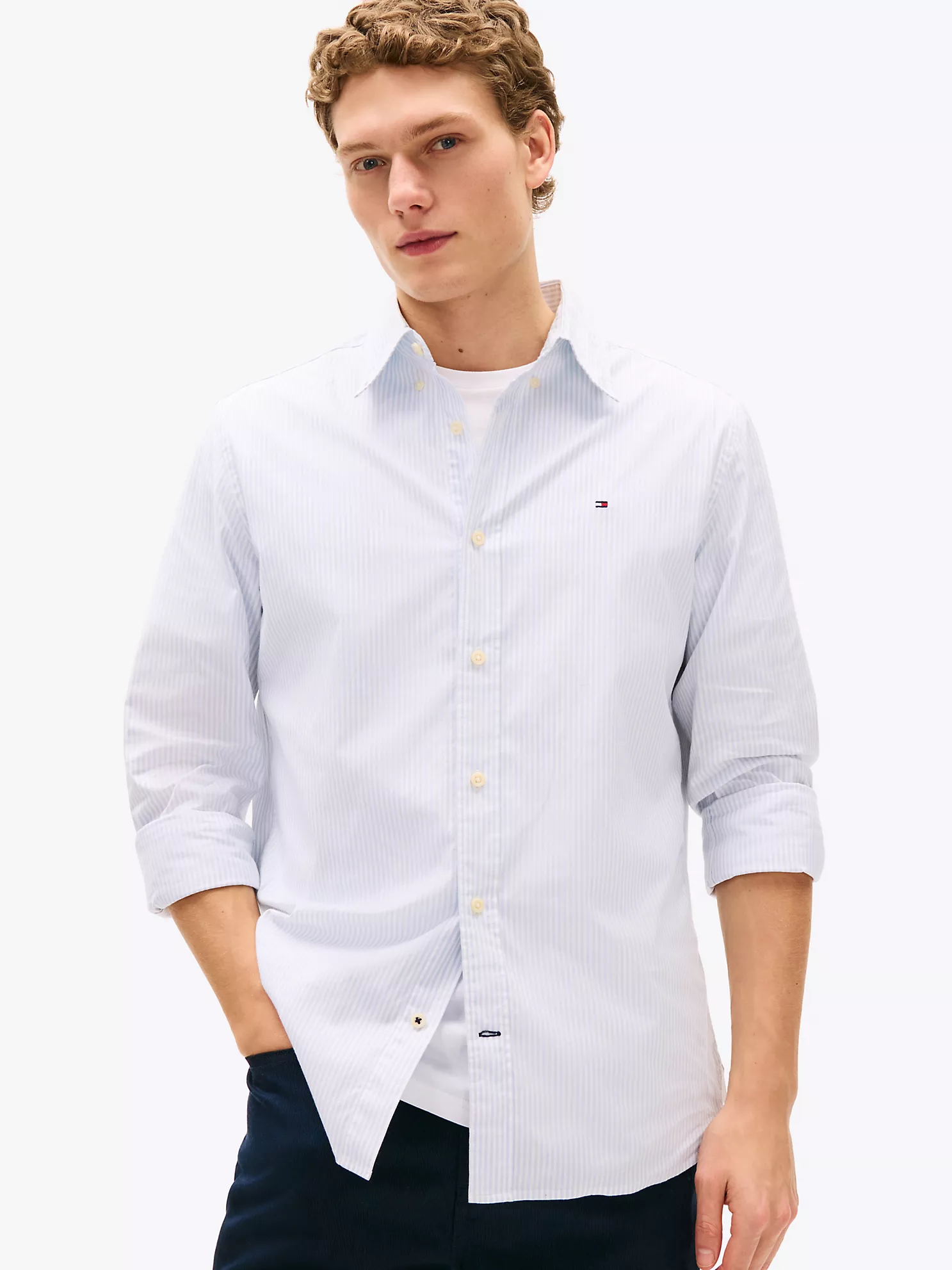 Regular Fit Stripe Stretch Poplin Shirt - Breezy Blue Stripe 1 Regular Fit Stripe Stretch Poplin Shirt
- Breezy Blue Stripe