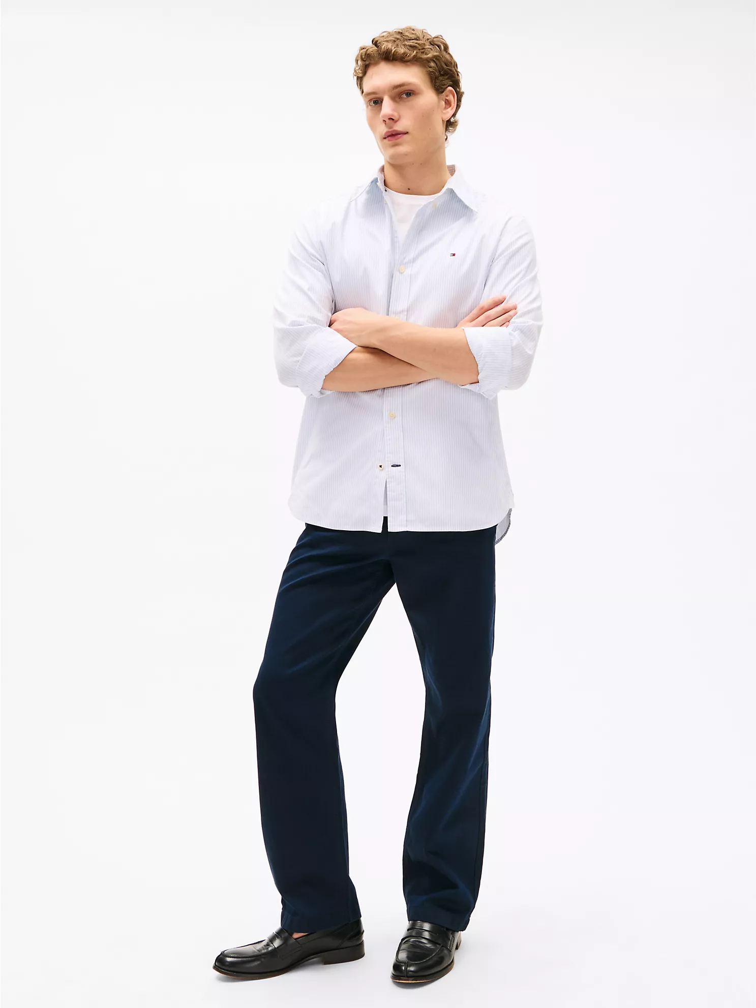 Regular Fit Stripe Stretch Poplin Shirt - Breezy Blue Stripe 7 Regular Fit Stripe Stretch Poplin Shirt
- Breezy Blue Stripe