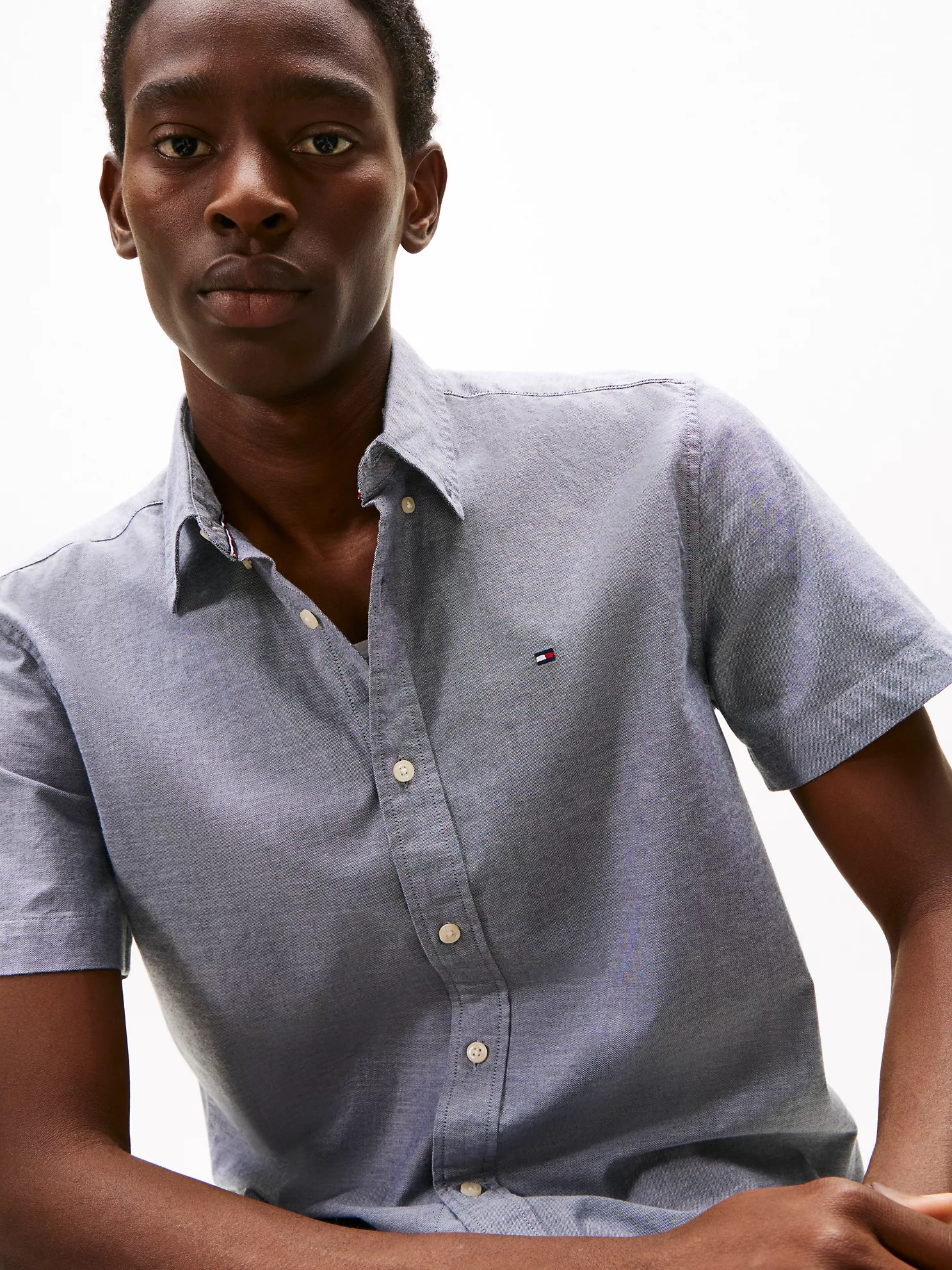 Regular Fit Stretch Oxford Shirt - Faded Chambray Blue 7 Regular Fit Stretch Oxford Shirt
- Faded Chambray Blue
