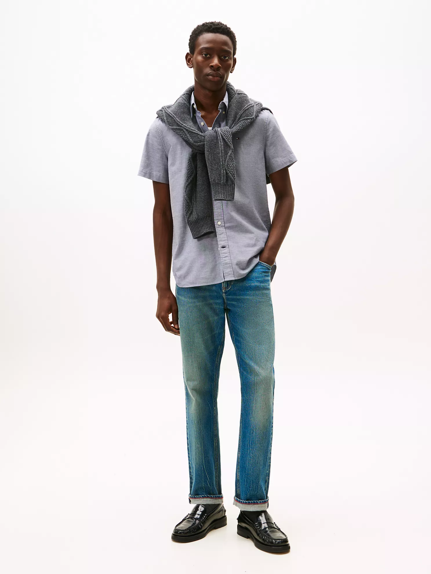Regular Fit Stretch Oxford Shirt - Faded Chambray Blue 8 Regular Fit Stretch Oxford Shirt
- Faded Chambray Blue
