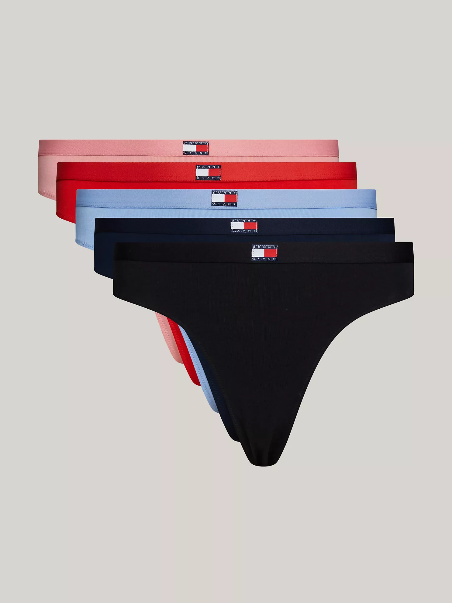 Tommy Jeans Flag Logo Thong 5-Pack - Night Navy / Black / Blue / Heather / Pink 1 Tommy Jeans Flag Logo Thong 5-Pack
- Night Navy / Black / Blue / Heather / Pink