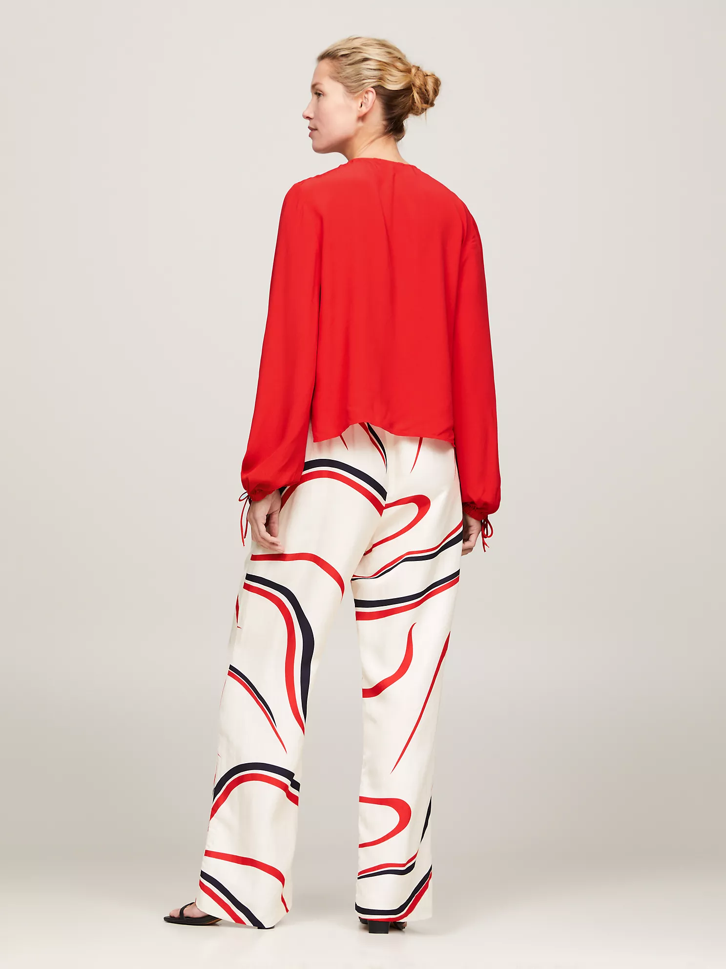 Relaxed Fit Keyhole Crepe Blouse - Fierce Red 7 Relaxed Fit Keyhole Crepe Blouse
- Fierce Red