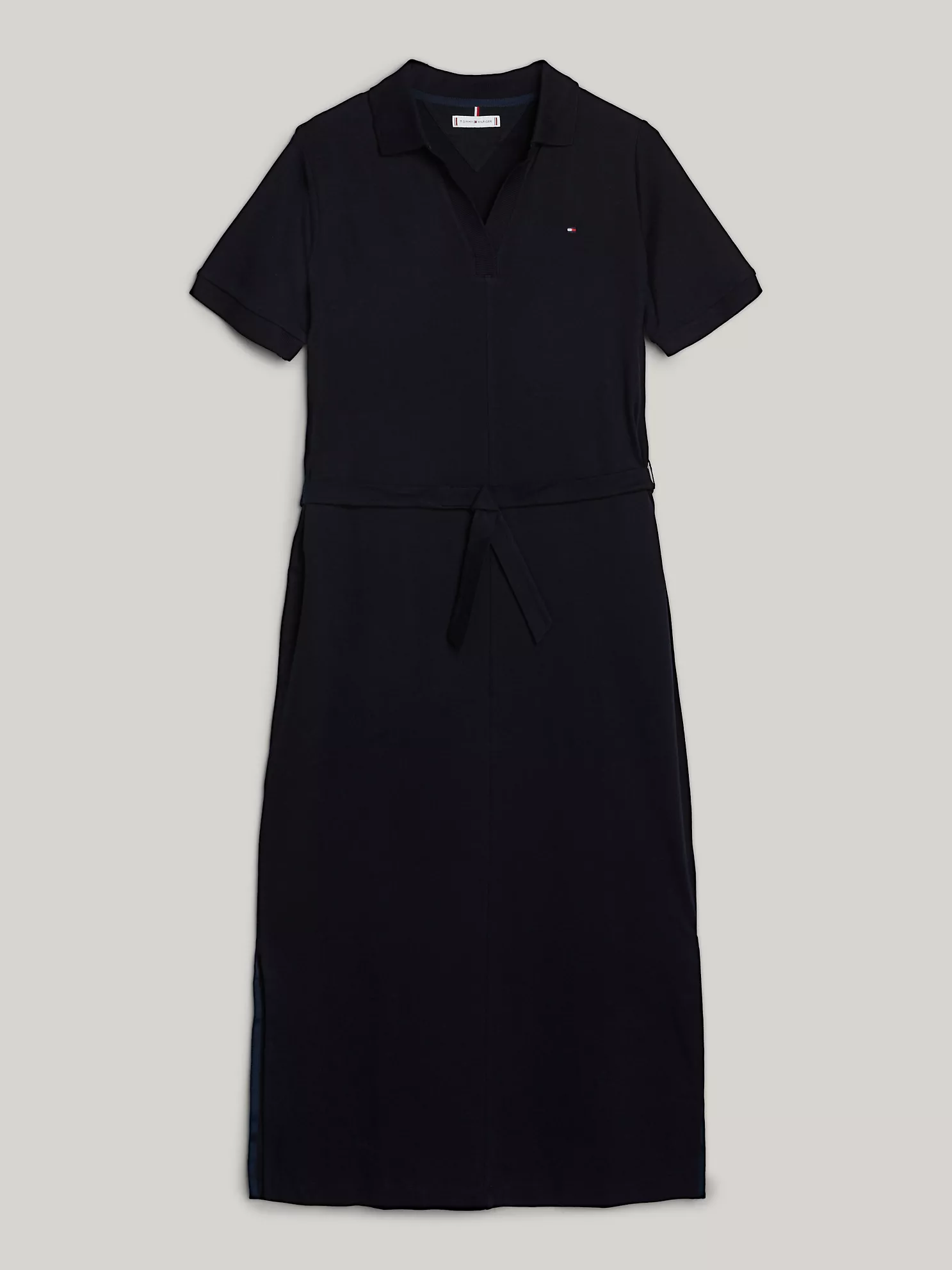 Belted V-Neck Midi Polo Dress - Navy 1 Belted V-Neck Midi Polo Dress
- Navy