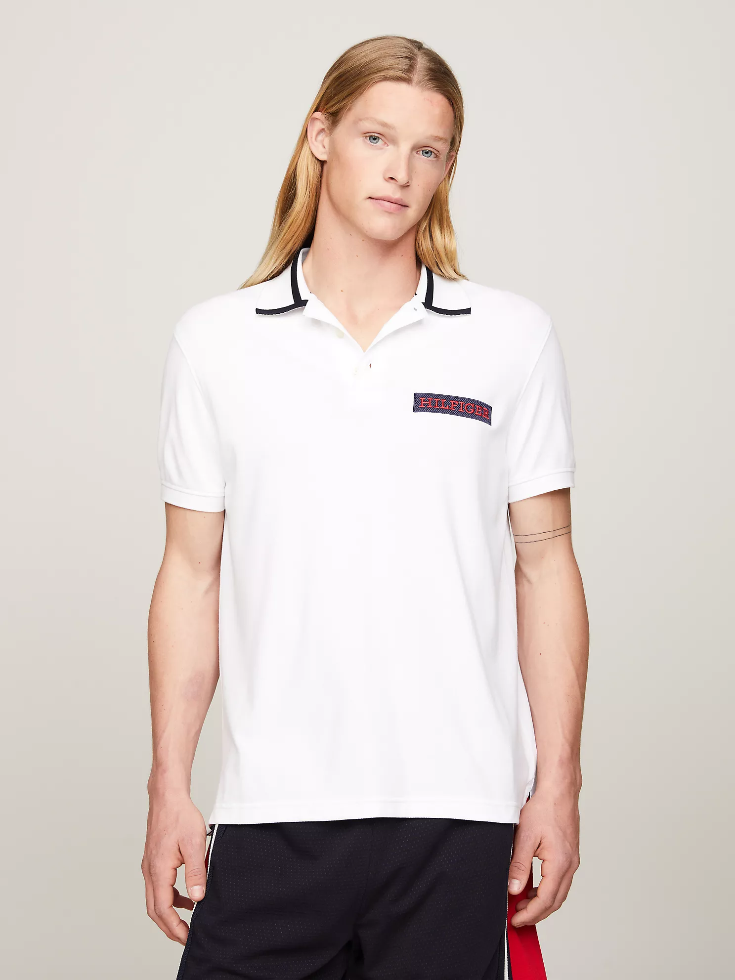 Regular Fit Monotype Logo Patch Polo - White 1 Regular Fit Monotype Logo Patch Polo
- White