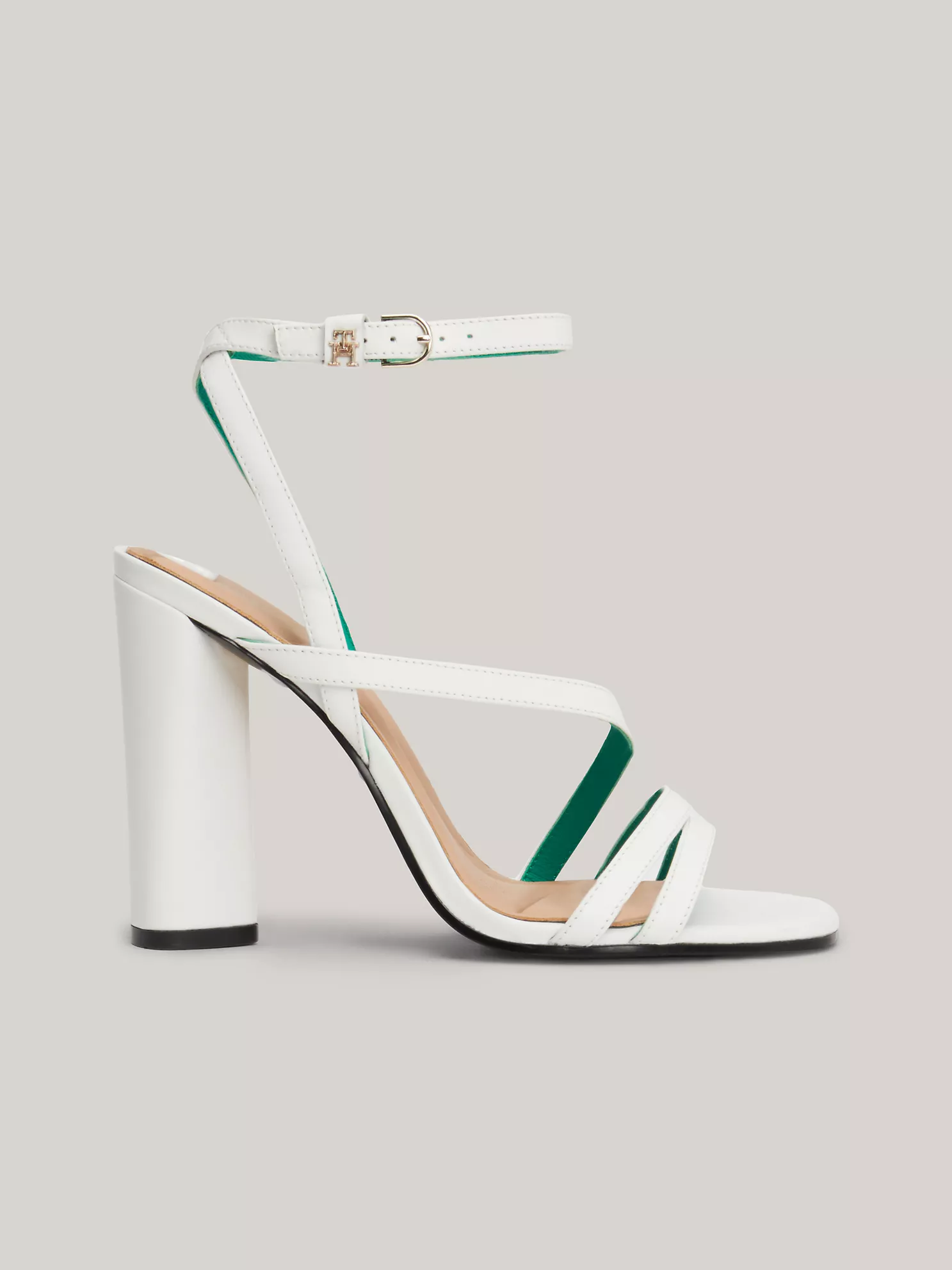 TH Monogram Leather High Heel - Ecru 1 TH Monogram Leather High Heel
- Ecru